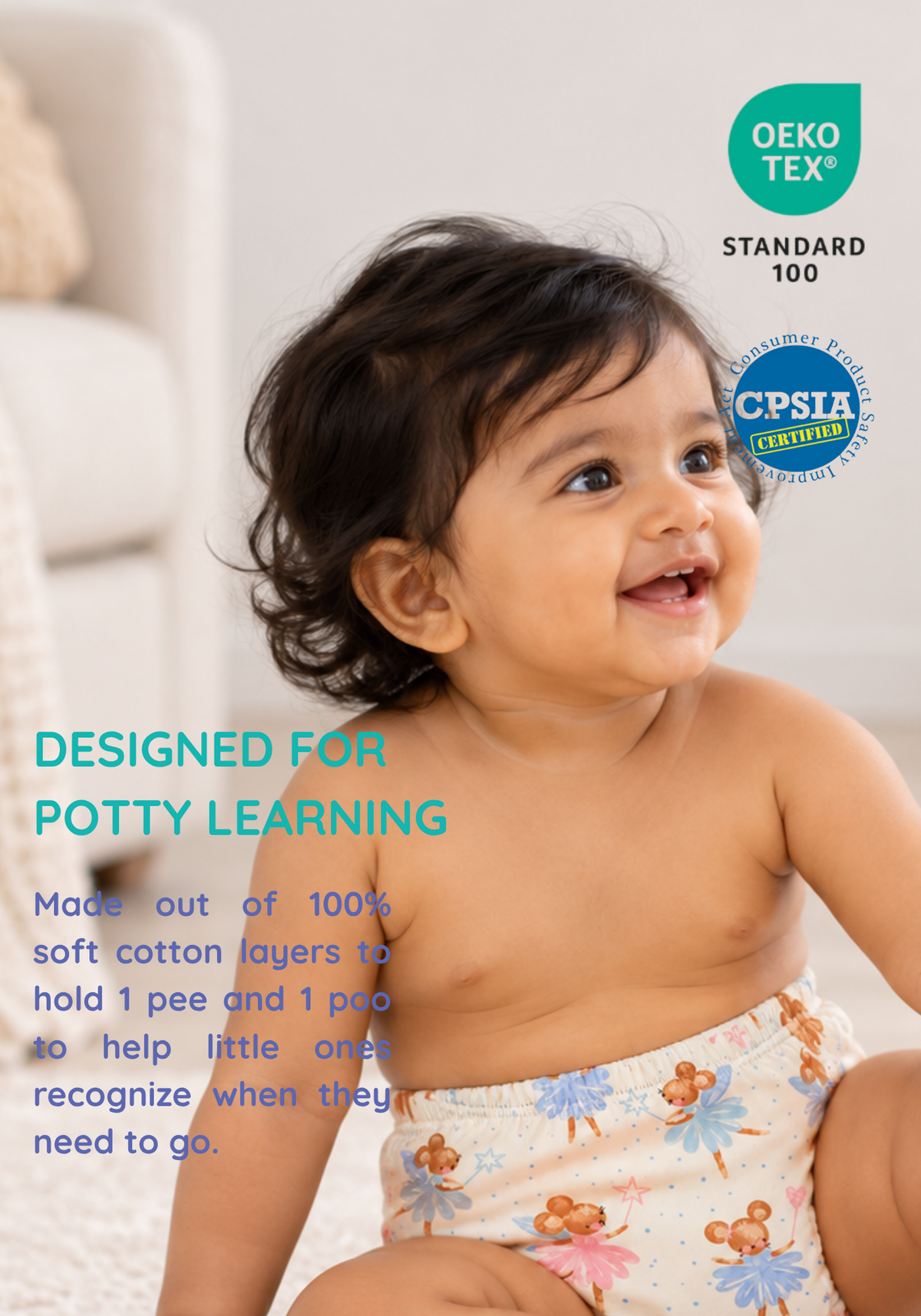 TEDDY BLOOMS 3PK POTTY TRAINING PANTY