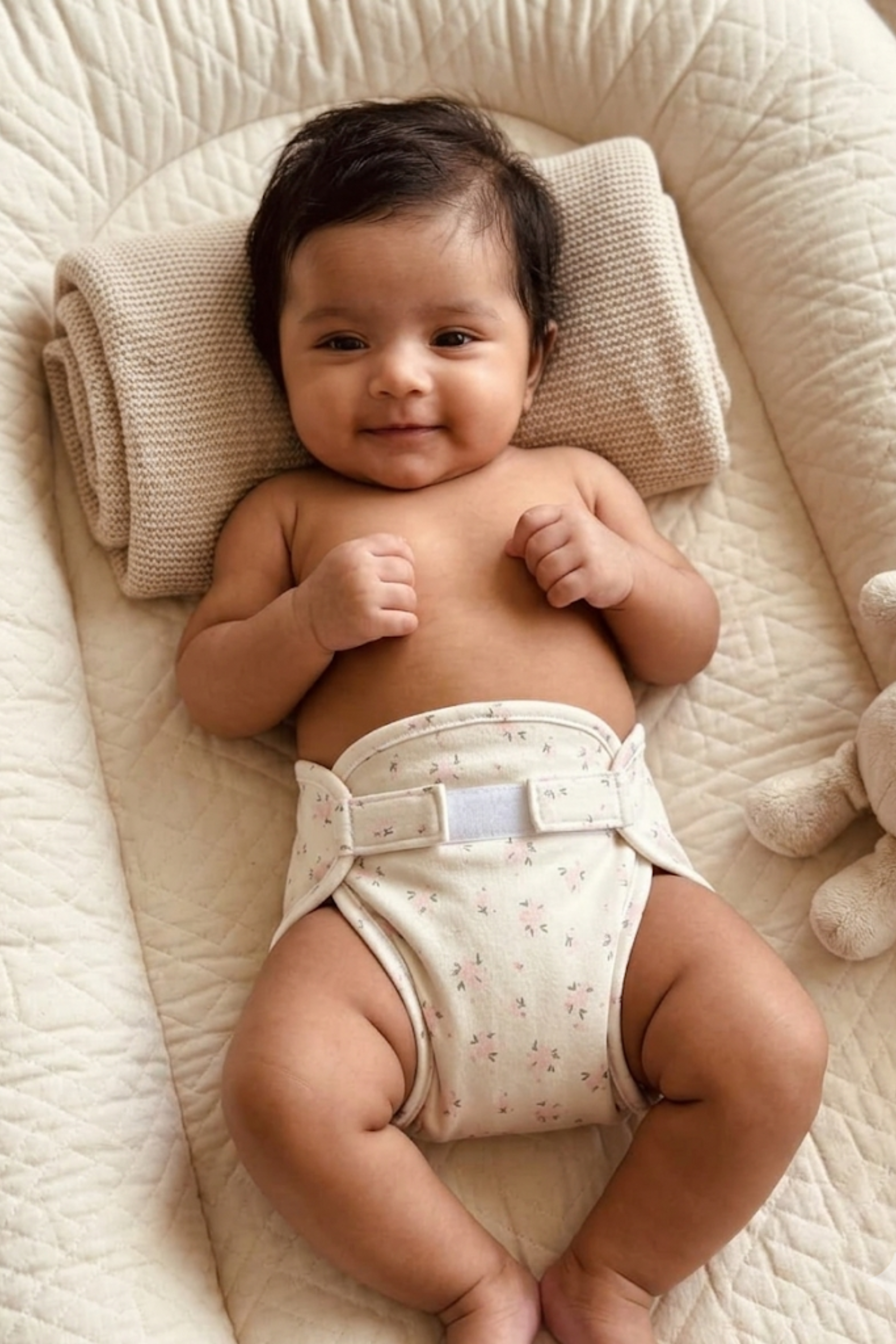 BABY CLAN ROSE FLORAL VELCRO CLOTH NAPPY