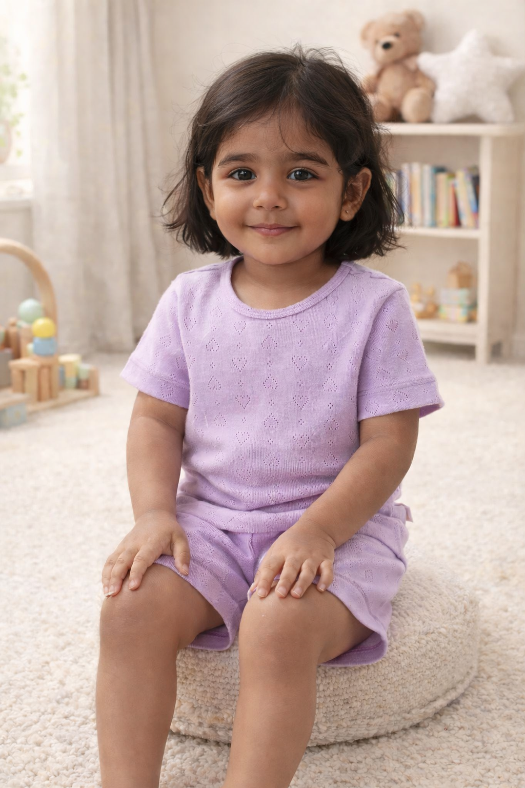 LILAC HEART POINTELLE SHORT SLEEVE SHORT SET