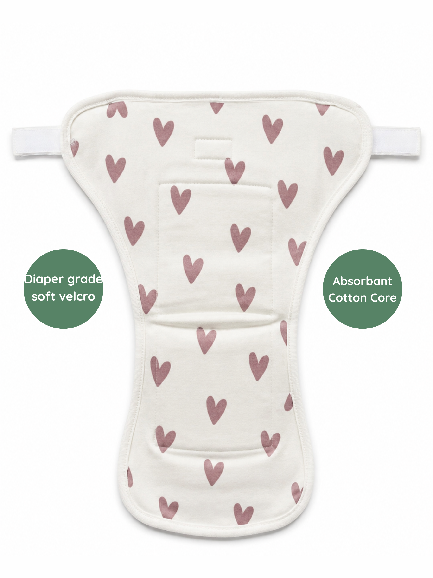 PINK HEART 3 PACK VELCRO CLOTH NAPPY