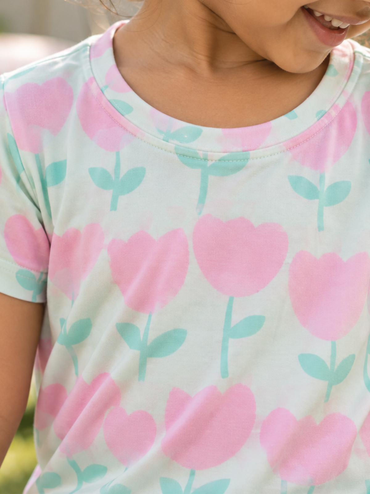 AIRSOFT MODAL TULIP MEADOW GIRLS SHORT SLEEVE PANT SET