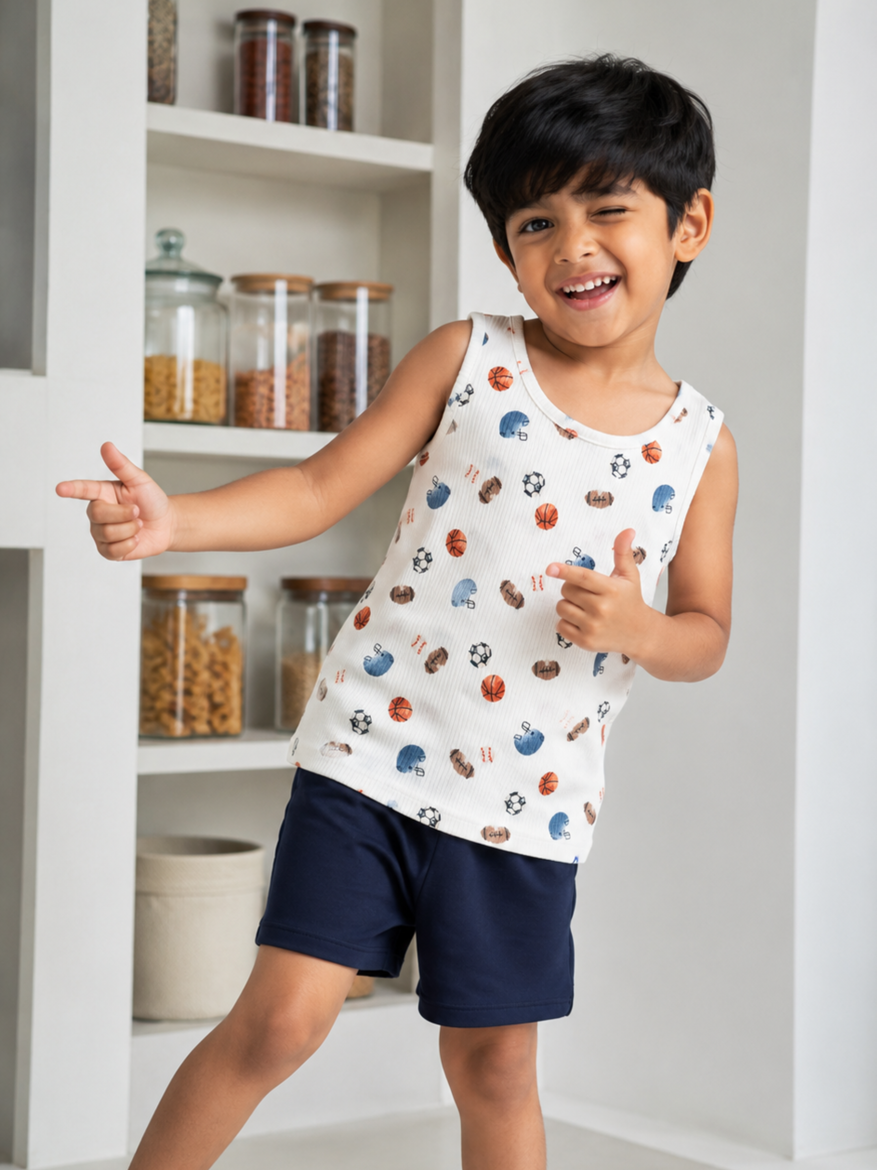 SPORTS BOYS SLEEVELESS SHORT SET