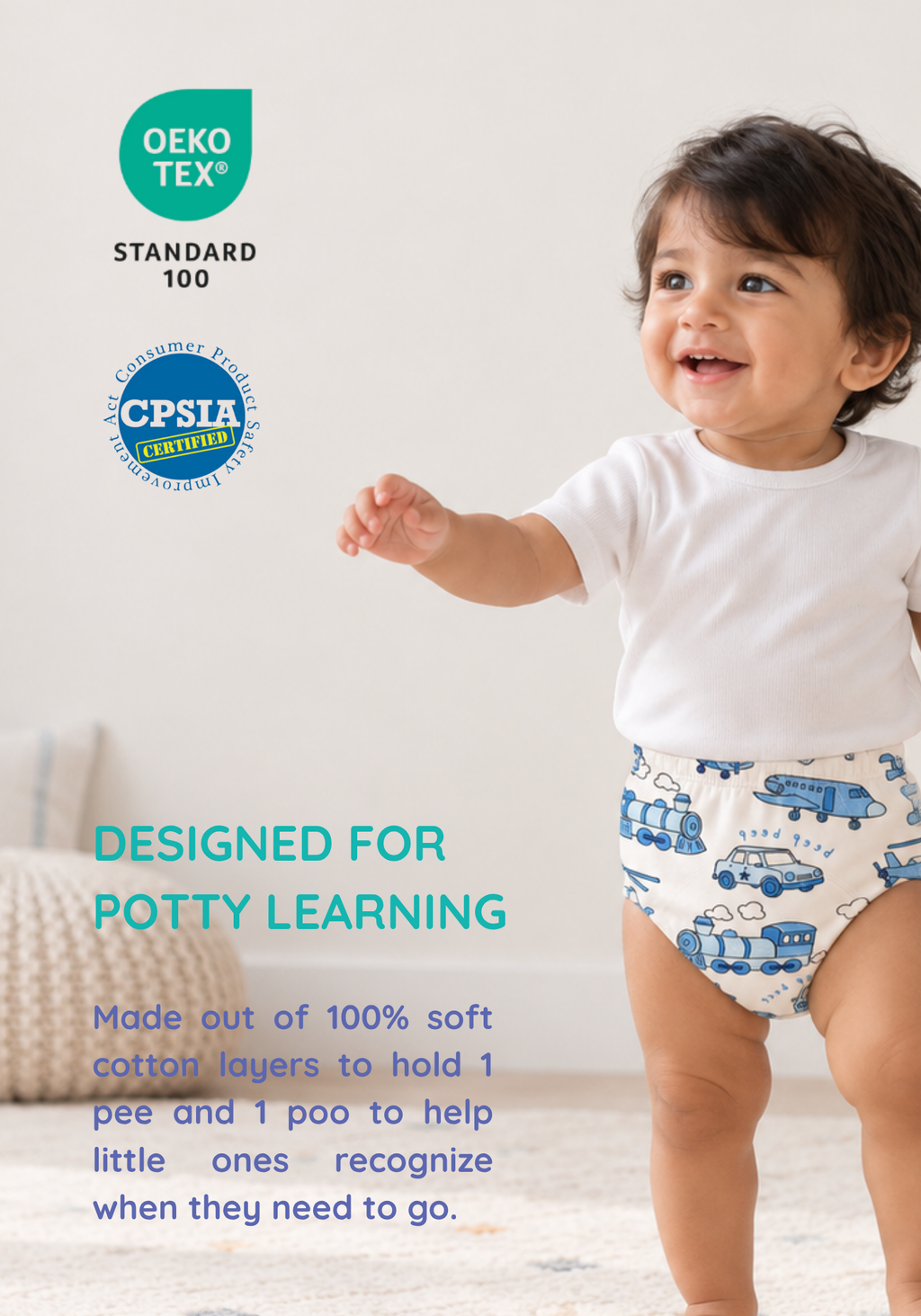 DINO WHEELS 3PK POTTY TRAINING PANTY