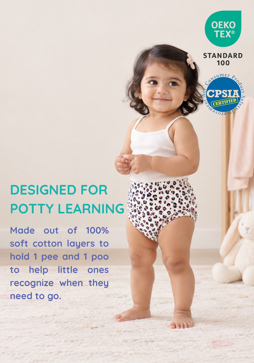 BOW AND BLOOM 6PK POTTY TRAINING PANTY