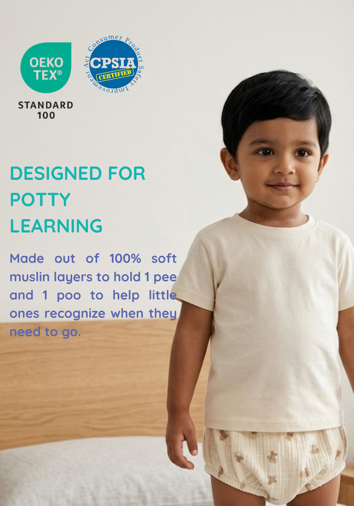 BROWN BEAR MUSLIN POTTY TRAINING PANTY
