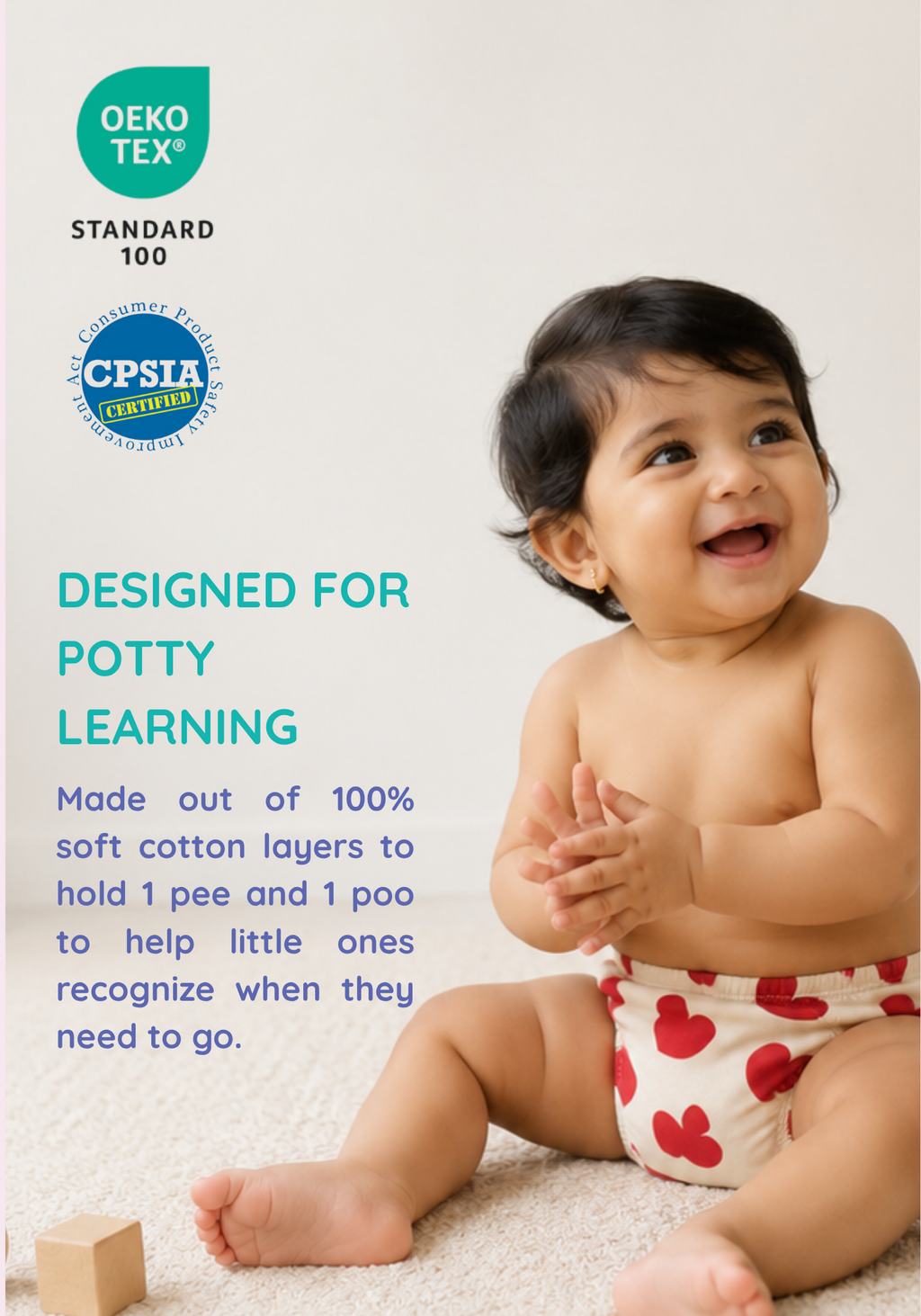 PETAL HEARTS 3 PACK POTTY TRAINING SHORTS