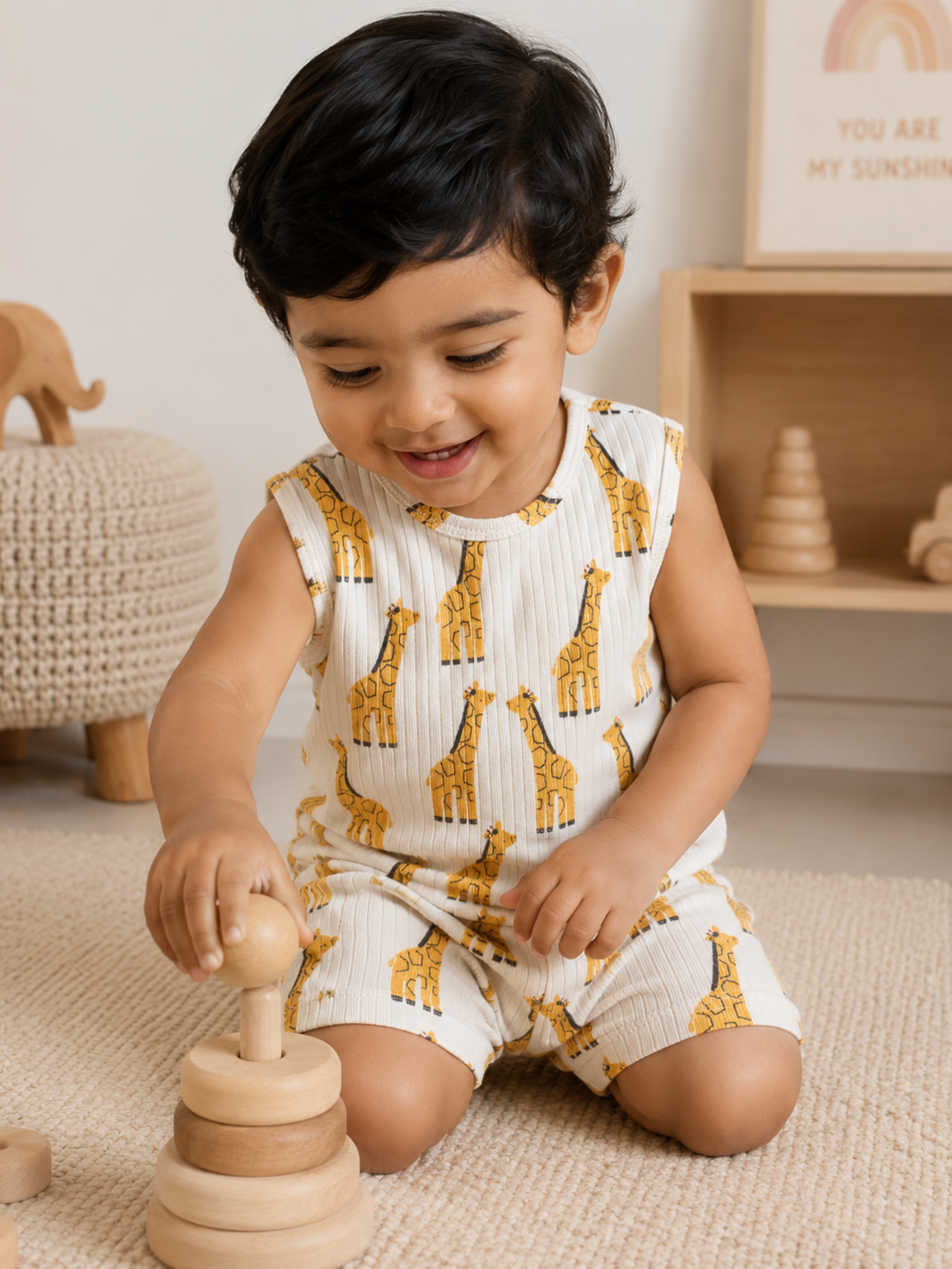 GIRAFFE SLEEVELESS SHORT SET