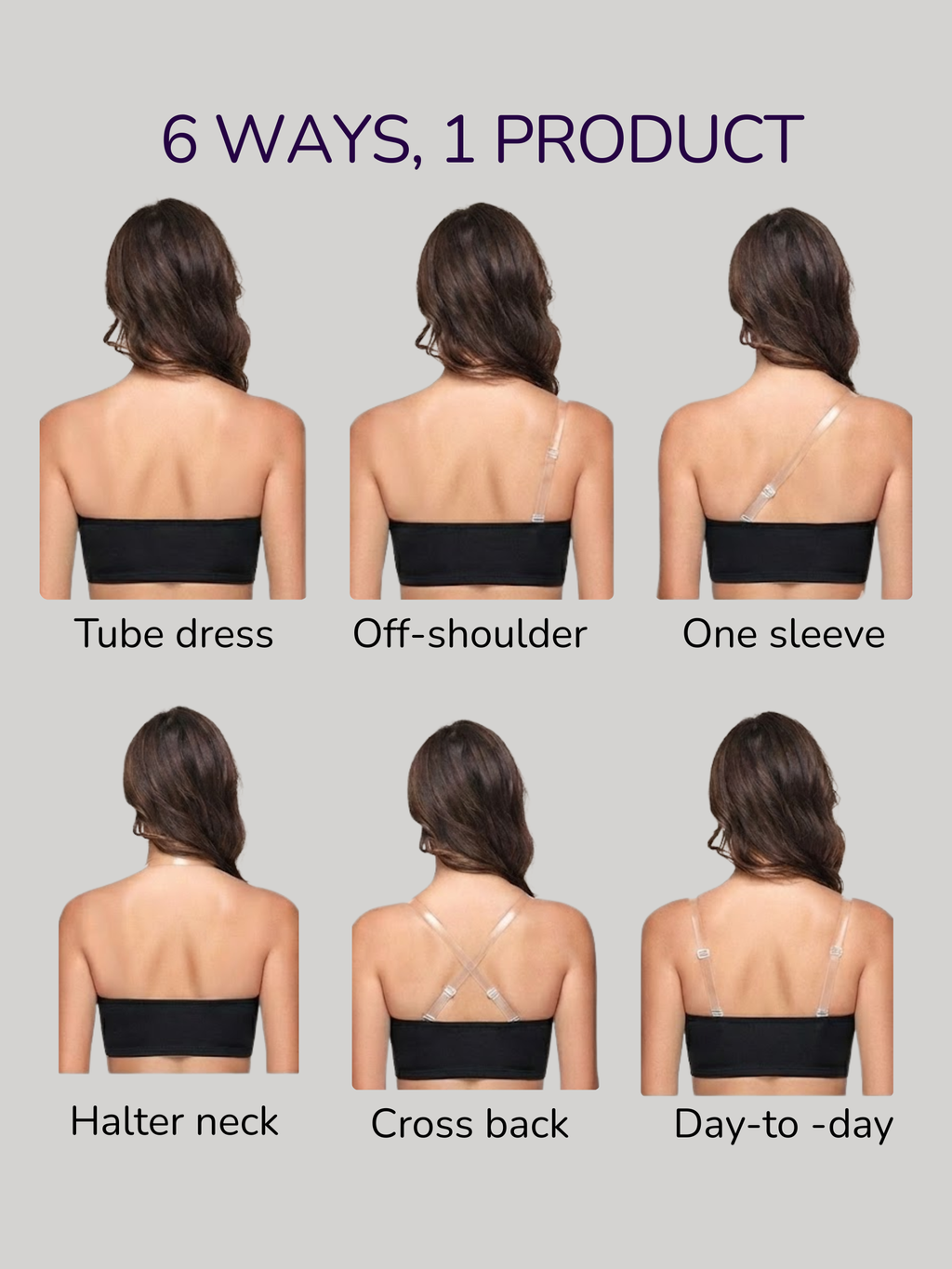 PADDED TUBE BRA WITH REMOVABLE STRAP – 2 PACK
