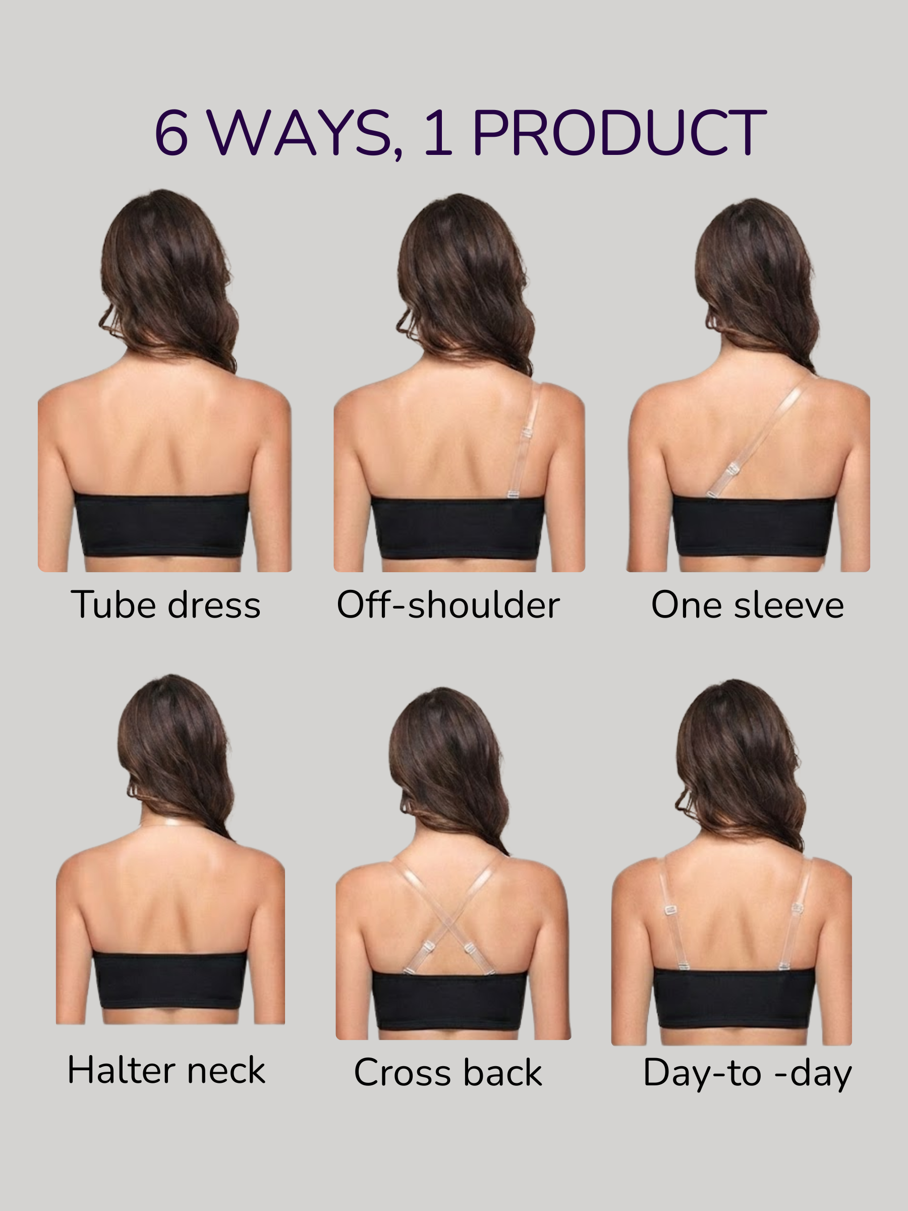 PADDED TUBE BRA WITH REMOVABLE STRAP – 2 PACK