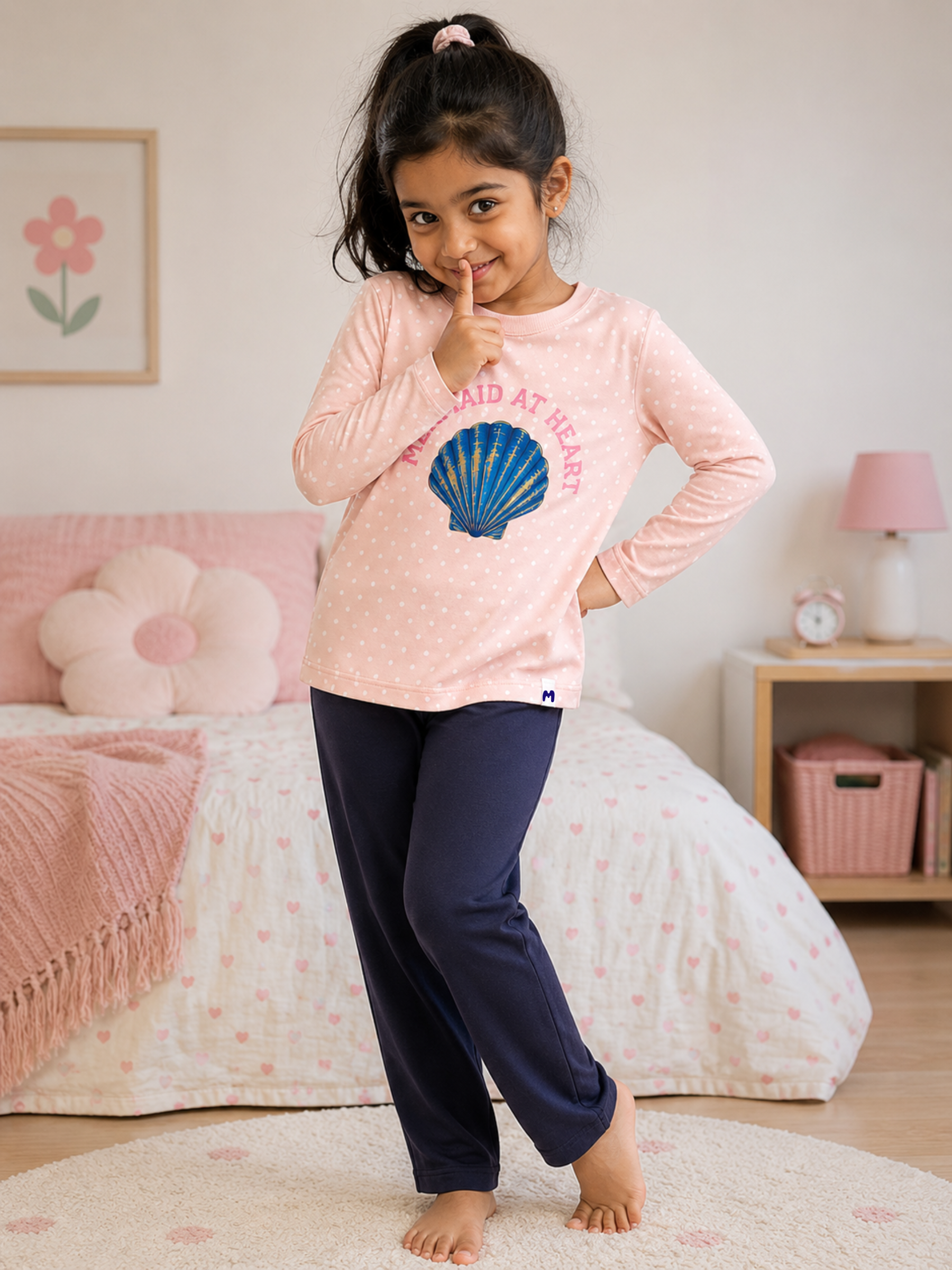 MERMAID SHELL GIRLS LONG SLEEVE PANT SET