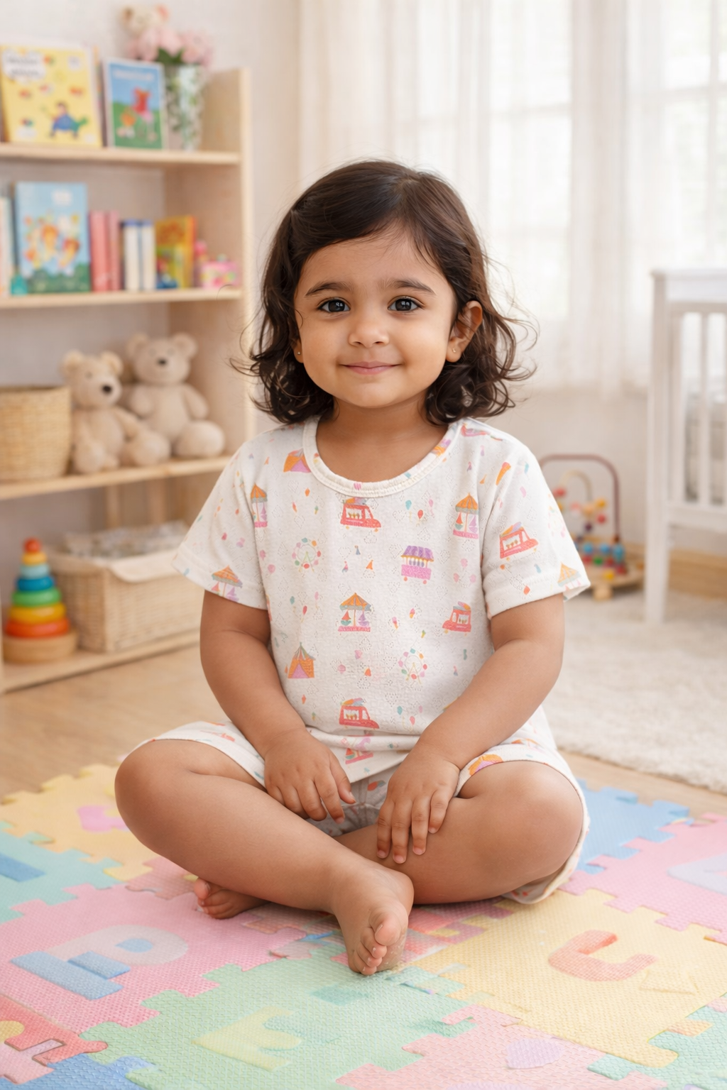 Carnival Play Pointelle Short Sleeve Short Set