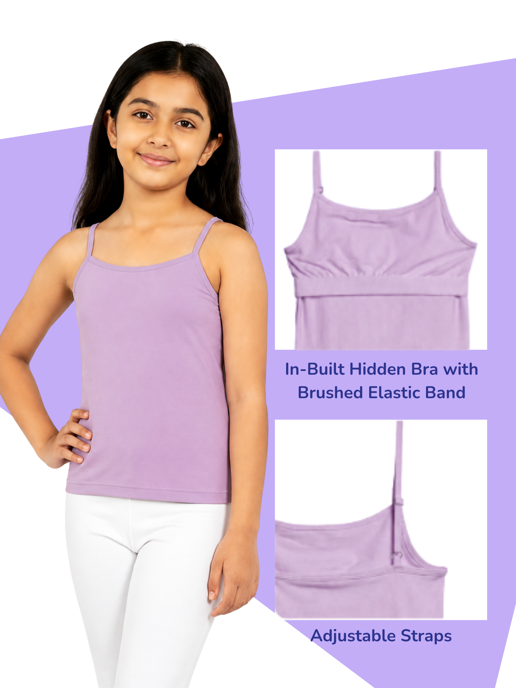 LAVENDER GIRLS INBUILD BRA CAMI