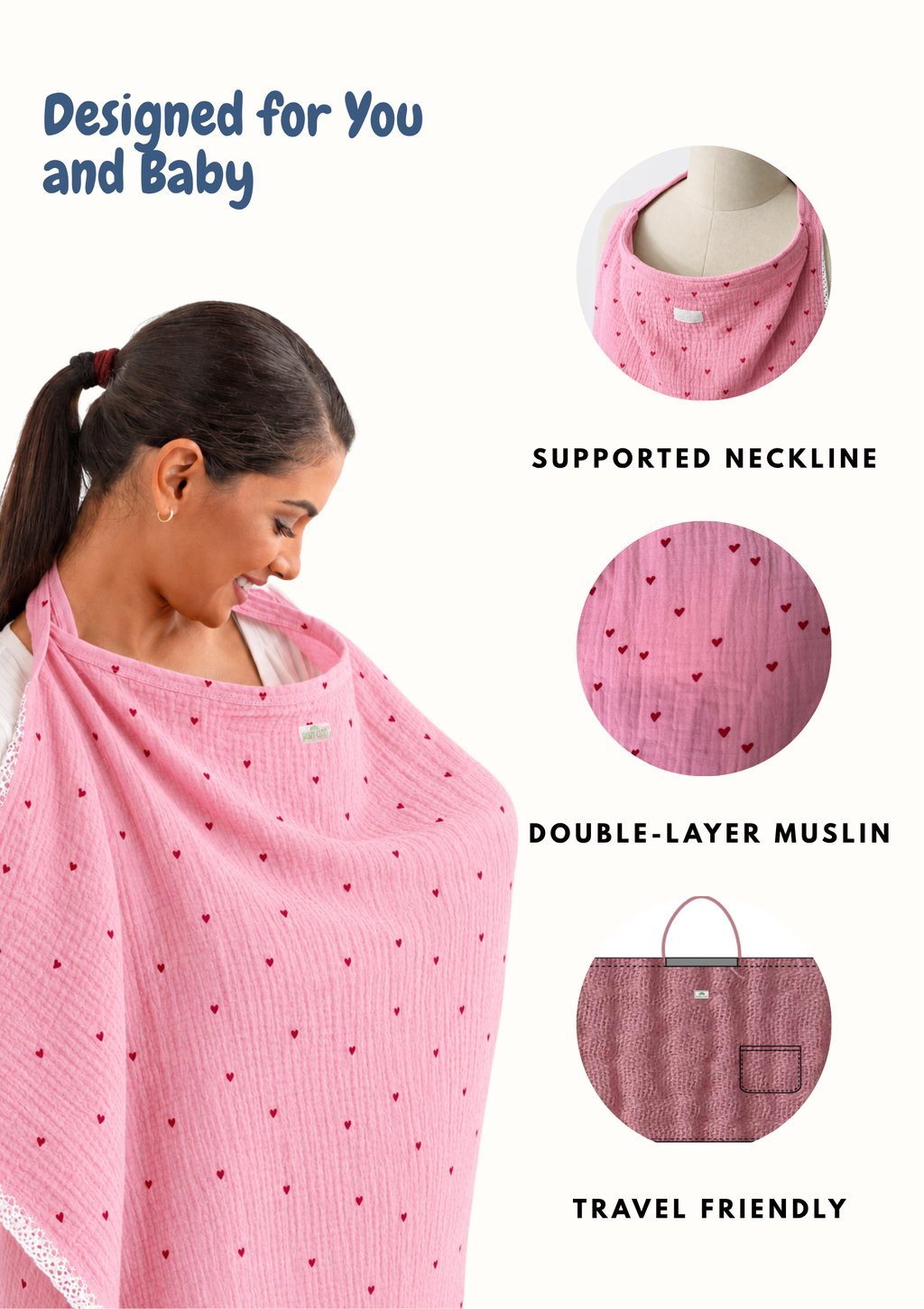 PINK HEART NURSING COVER