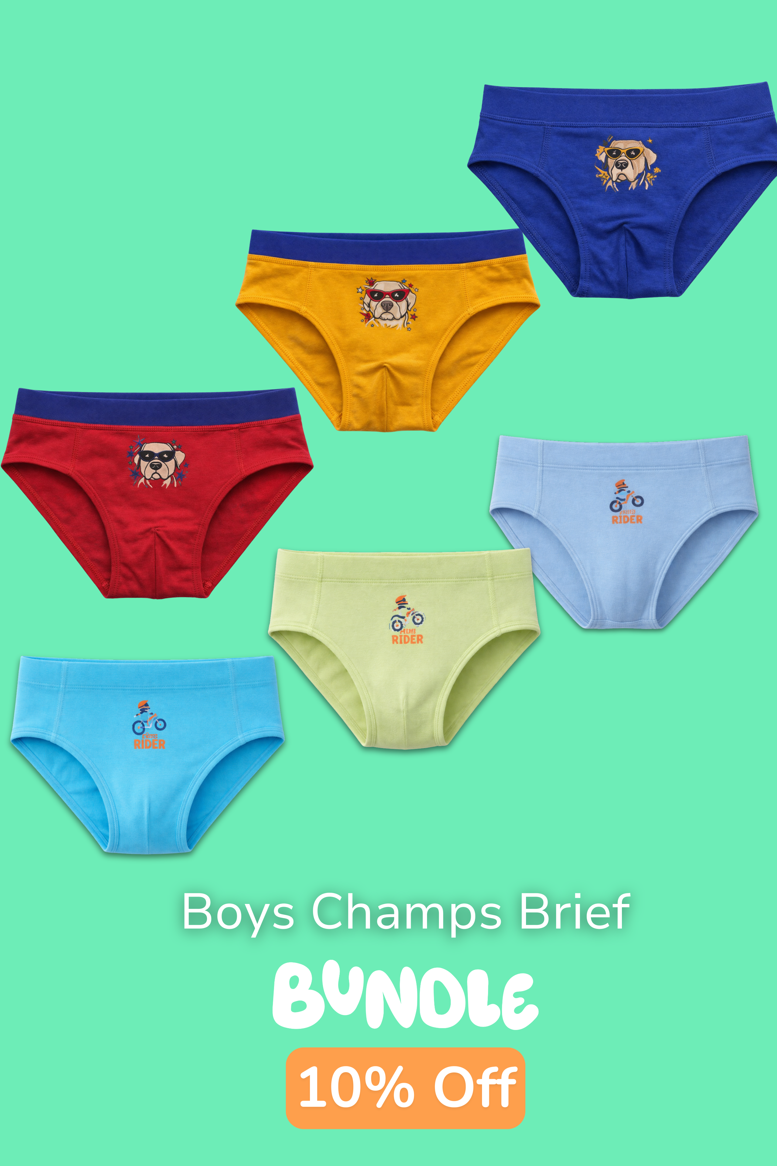 BOYS BRIGHT CHAMPS BRIEF PACK