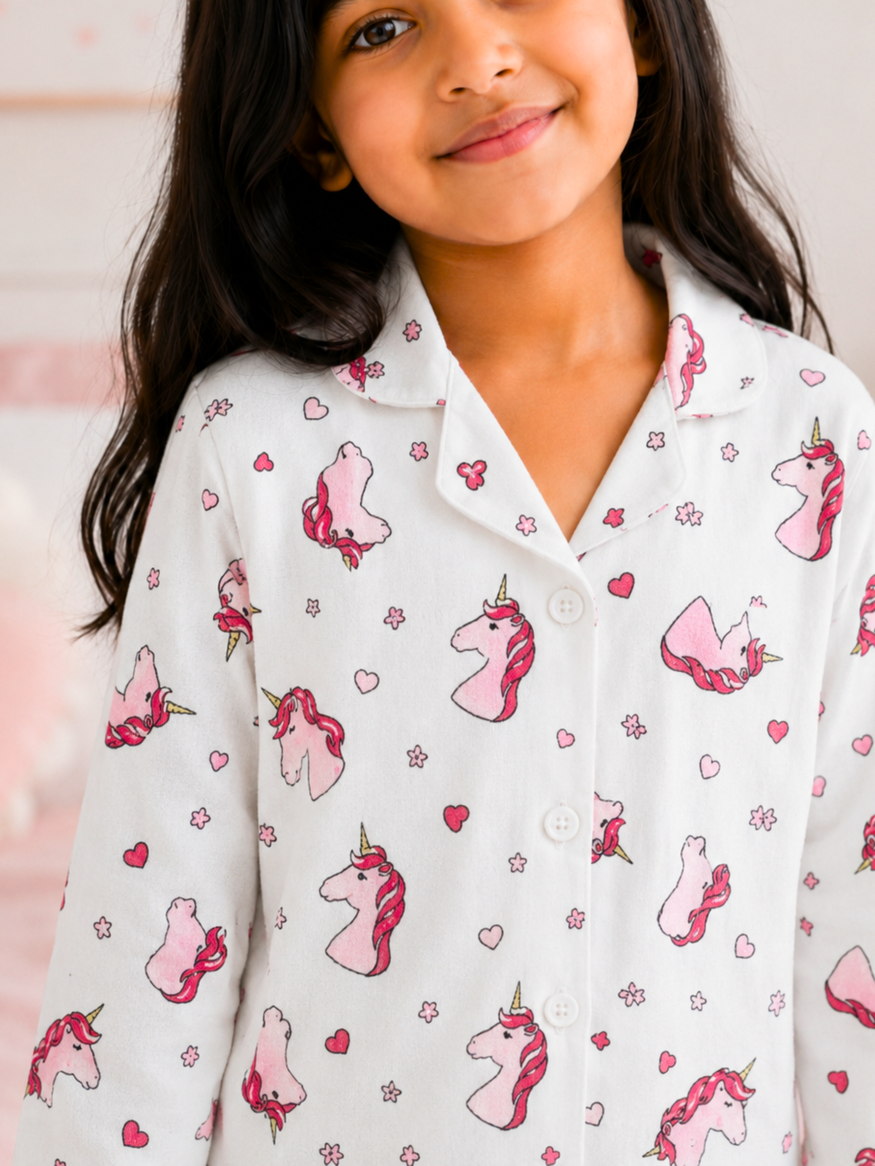 UNICORN WISHES GIRLS FRONT OPEN LONG SLEEVE PANT SET