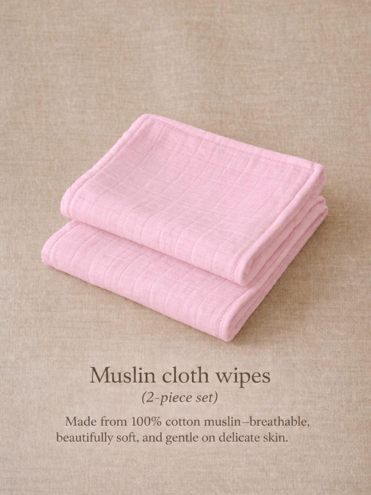 PINK MUSLIN MOUTH WIPE – 2 PCS SET