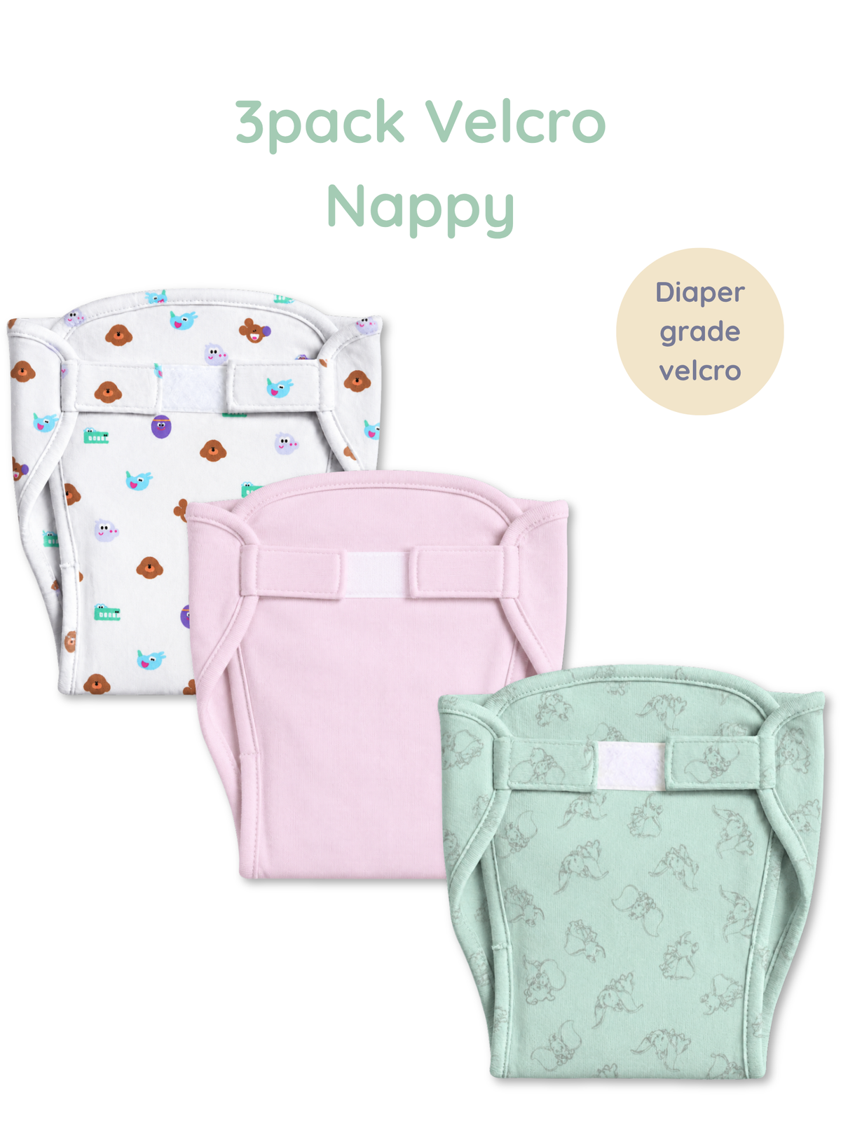 TINY DELIGHTS 3PK VELCRO NAPPY