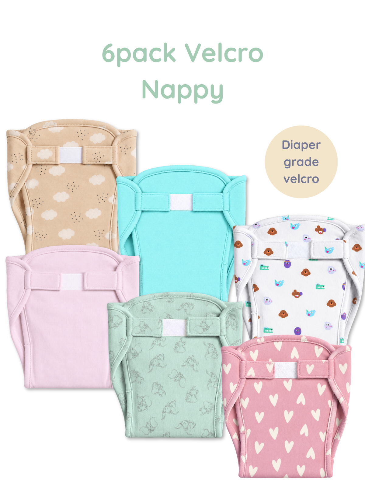 CUDDLE AND PLAY 6PK VELCRO NAPPY