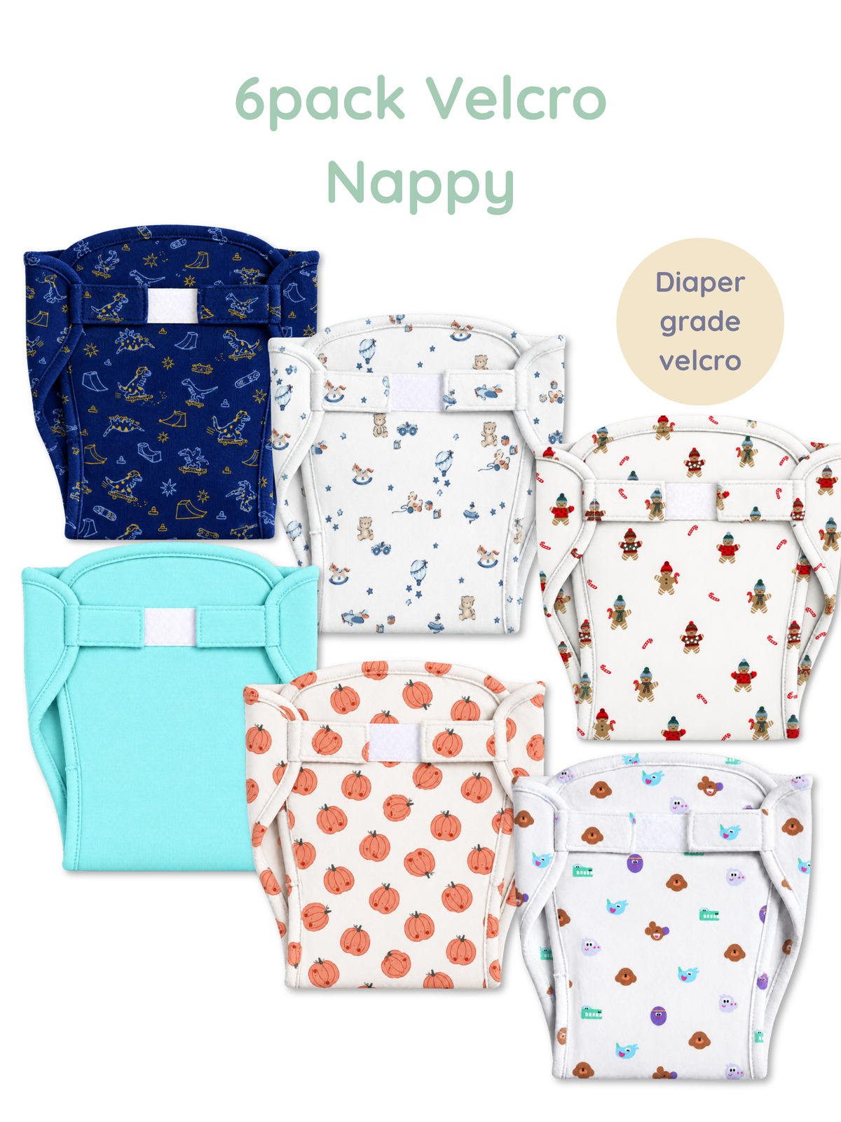 MIXED MAGIC 6PK VELCRO NAPPY