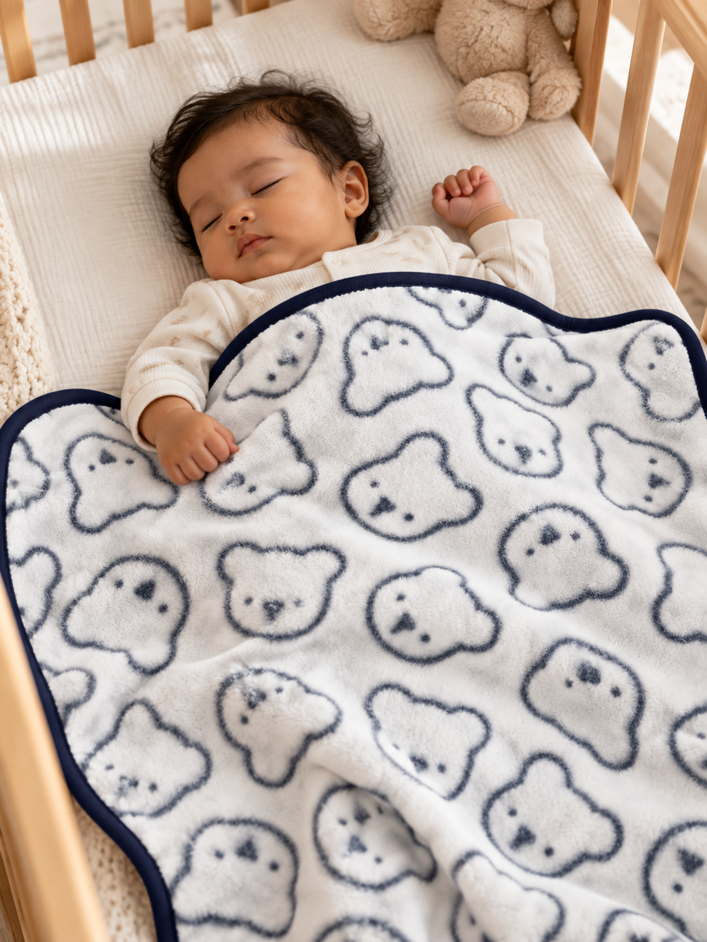 BLUE TEDDY FLEECE BLANKET