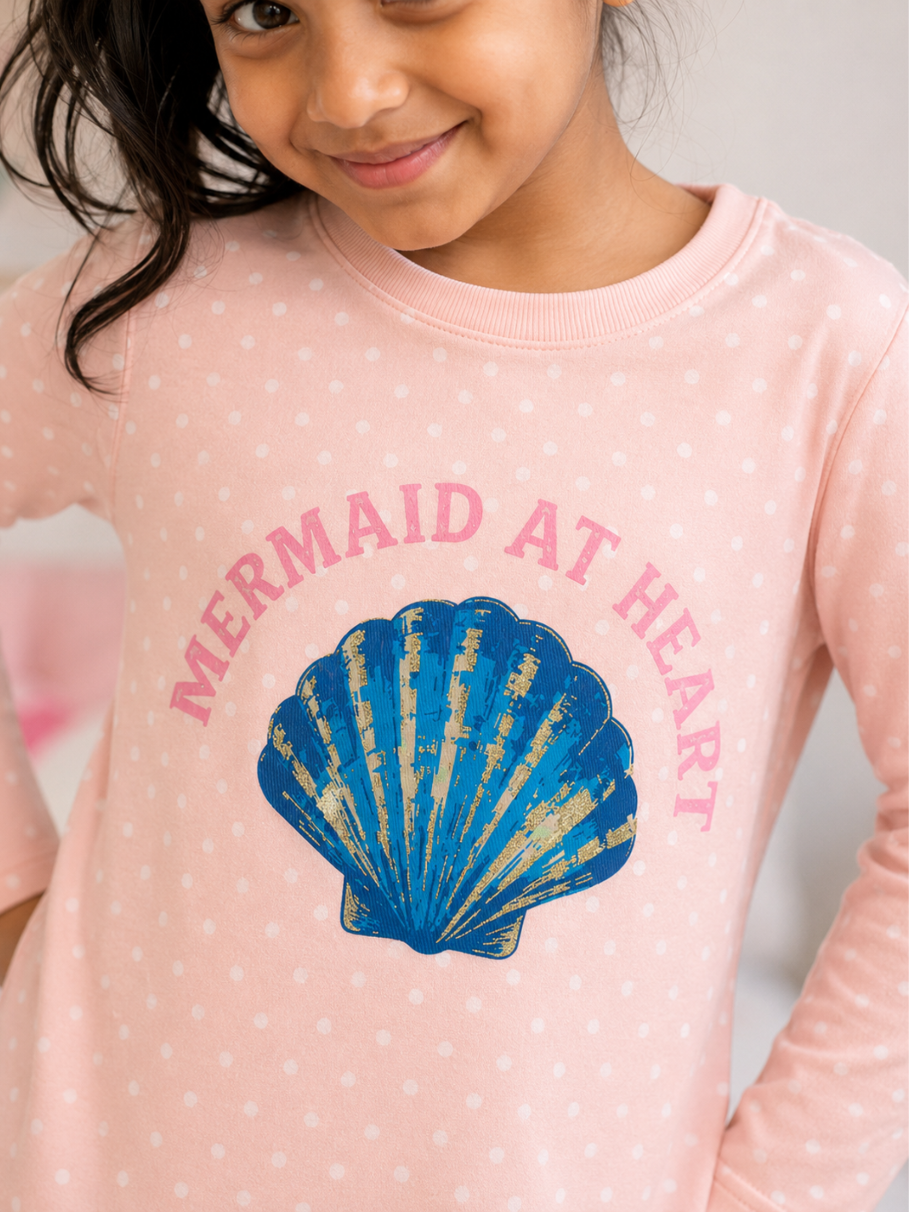 MERMAID SHELL GIRLS LONG SLEEVE PANT SET