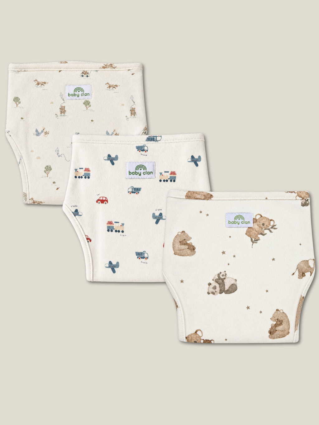 TINY TRAVELS 3 PACK VELCRO CLOTH NAPPY