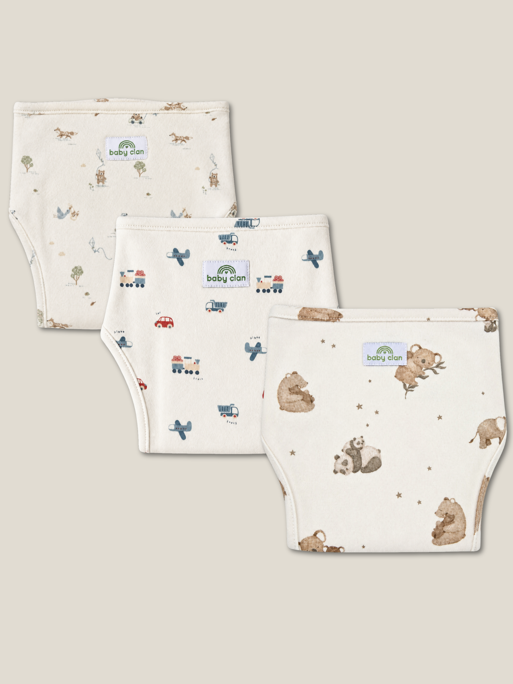 TINY TRAVELS 3 PACK VELCRO CLOTH NAPPY