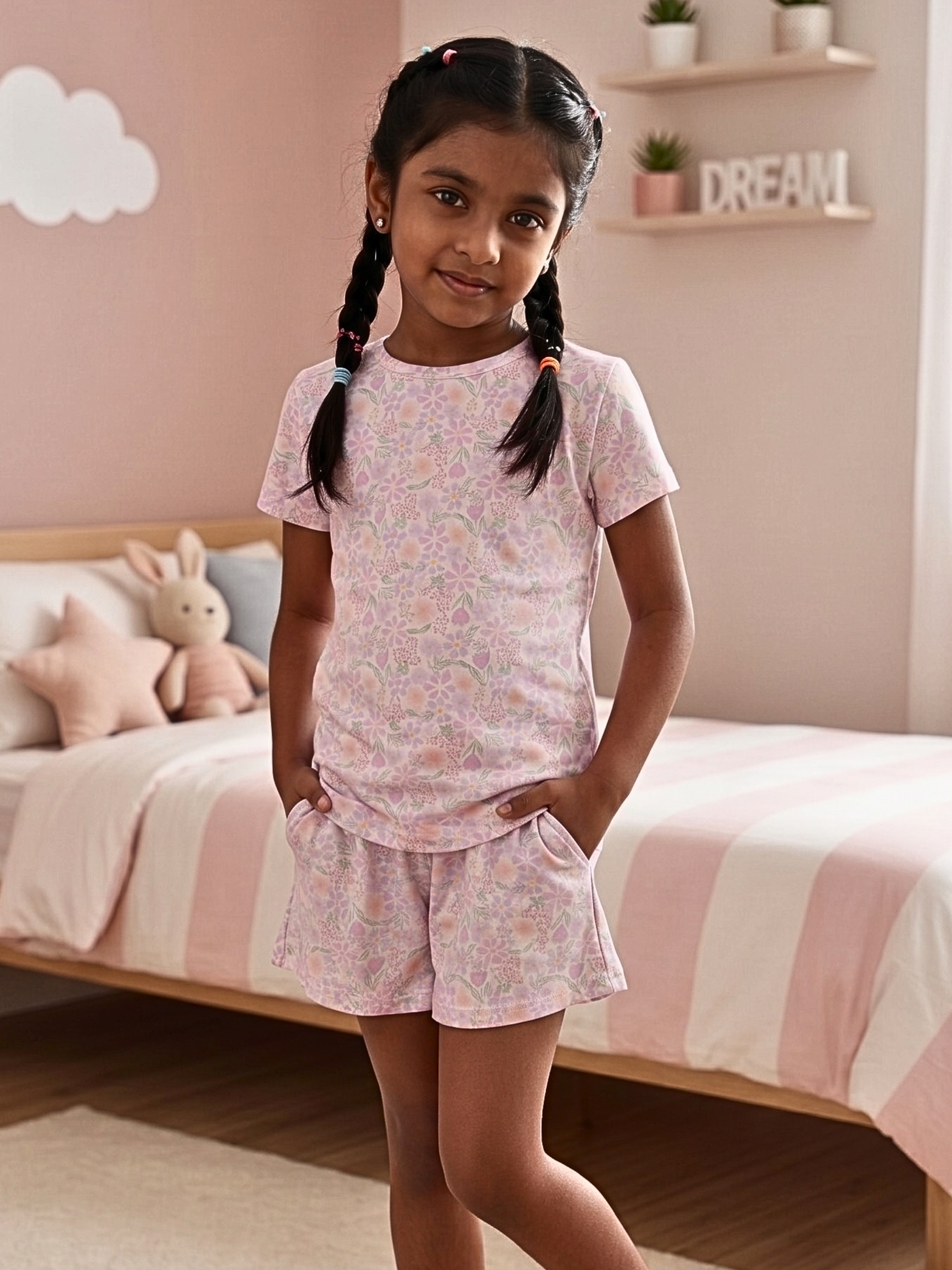 PASTEL BLOOM GIRLS SHORT SLEEVE SHORT SET