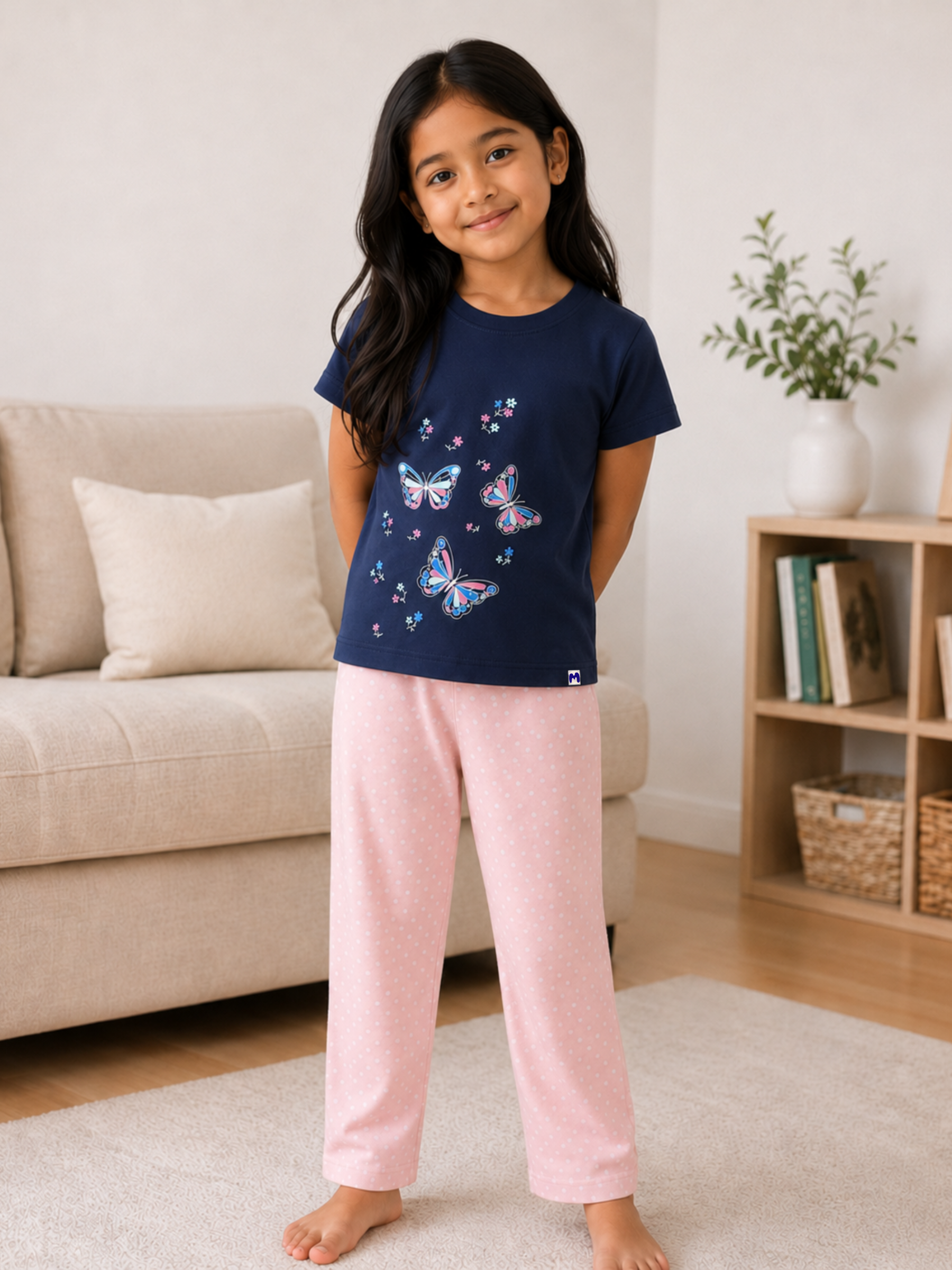 BUTTERFLY WISHERS GIRLS SHORT SLEEVE PANT SET