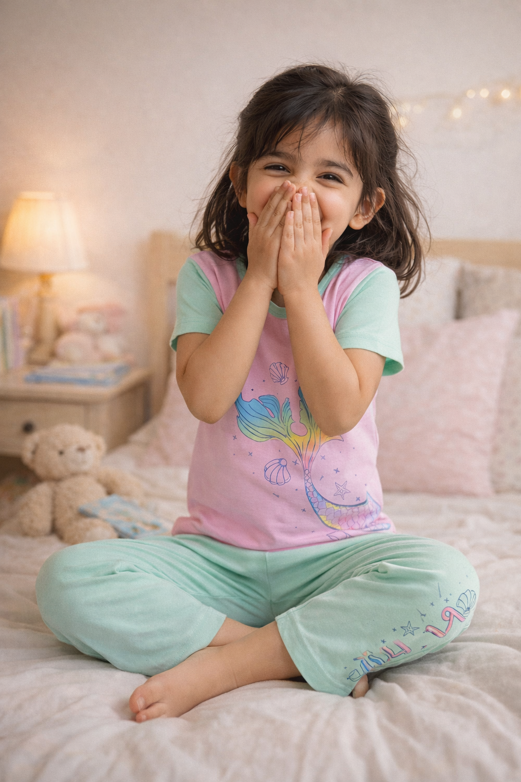 BE MERMAZING – GIRLS SHORT SLEEVE PANT SET