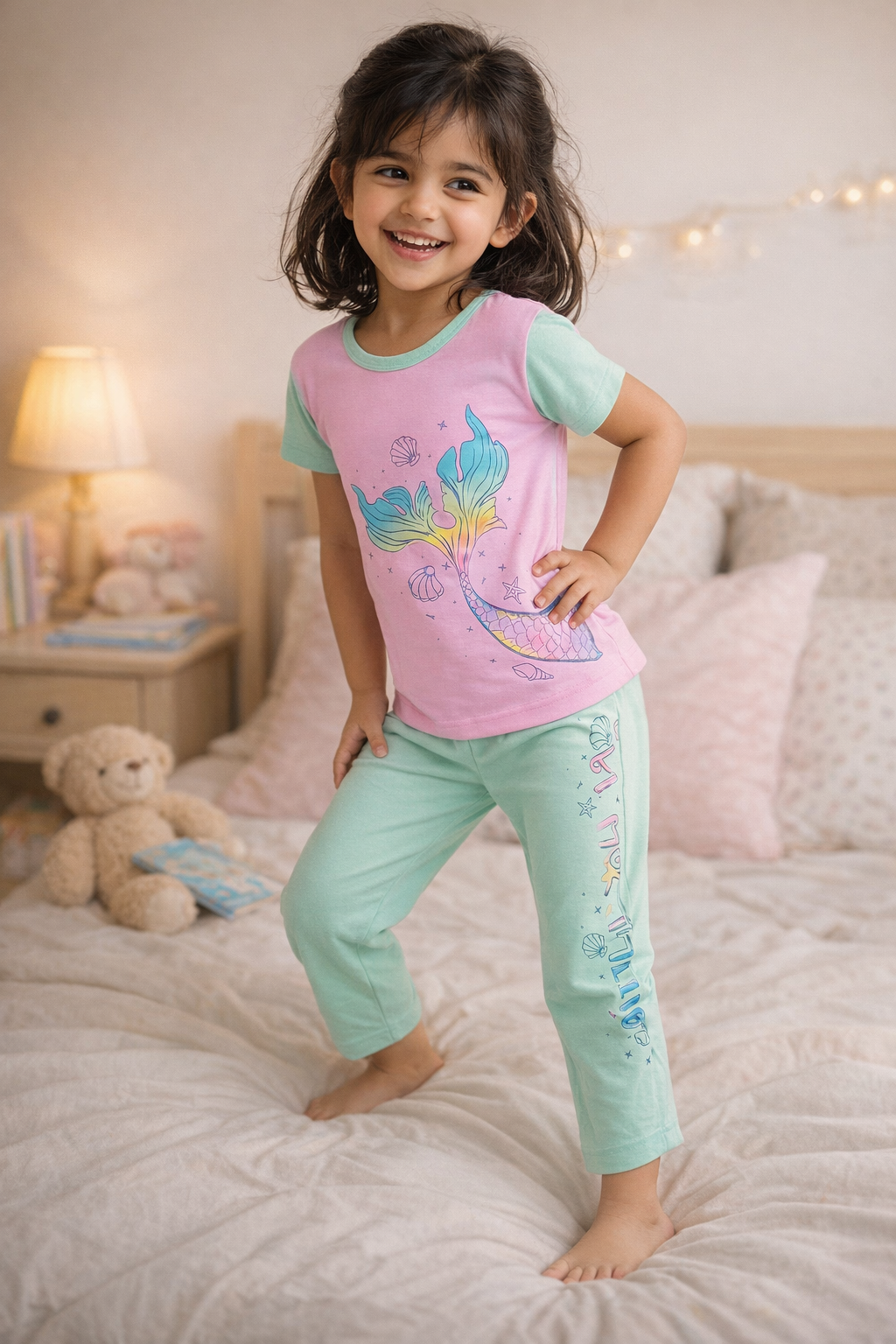 BE MERMAZING – GIRLS SHORT SLEEVE PANT SET