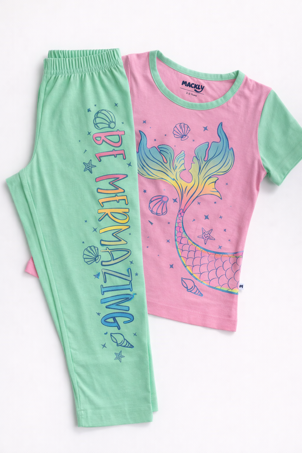 BE MERMAZING – GIRLS SHORT SLEEVE PANT SET