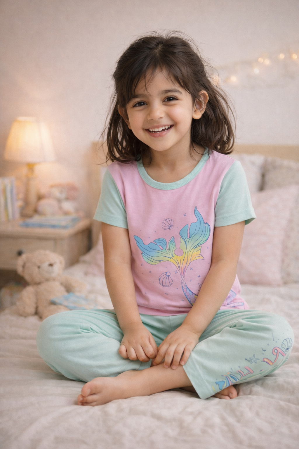 BE MERMAZING – GIRLS SHORT SLEEVE PANT SET