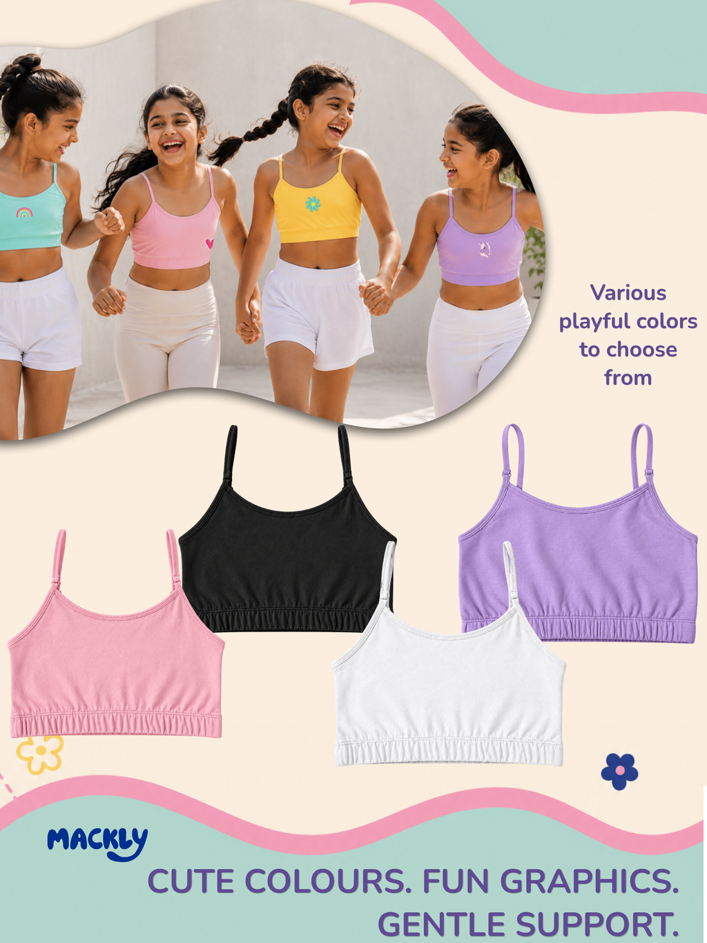 3 PACK BEGINNER BRA WITH REMOVABLE STRAP