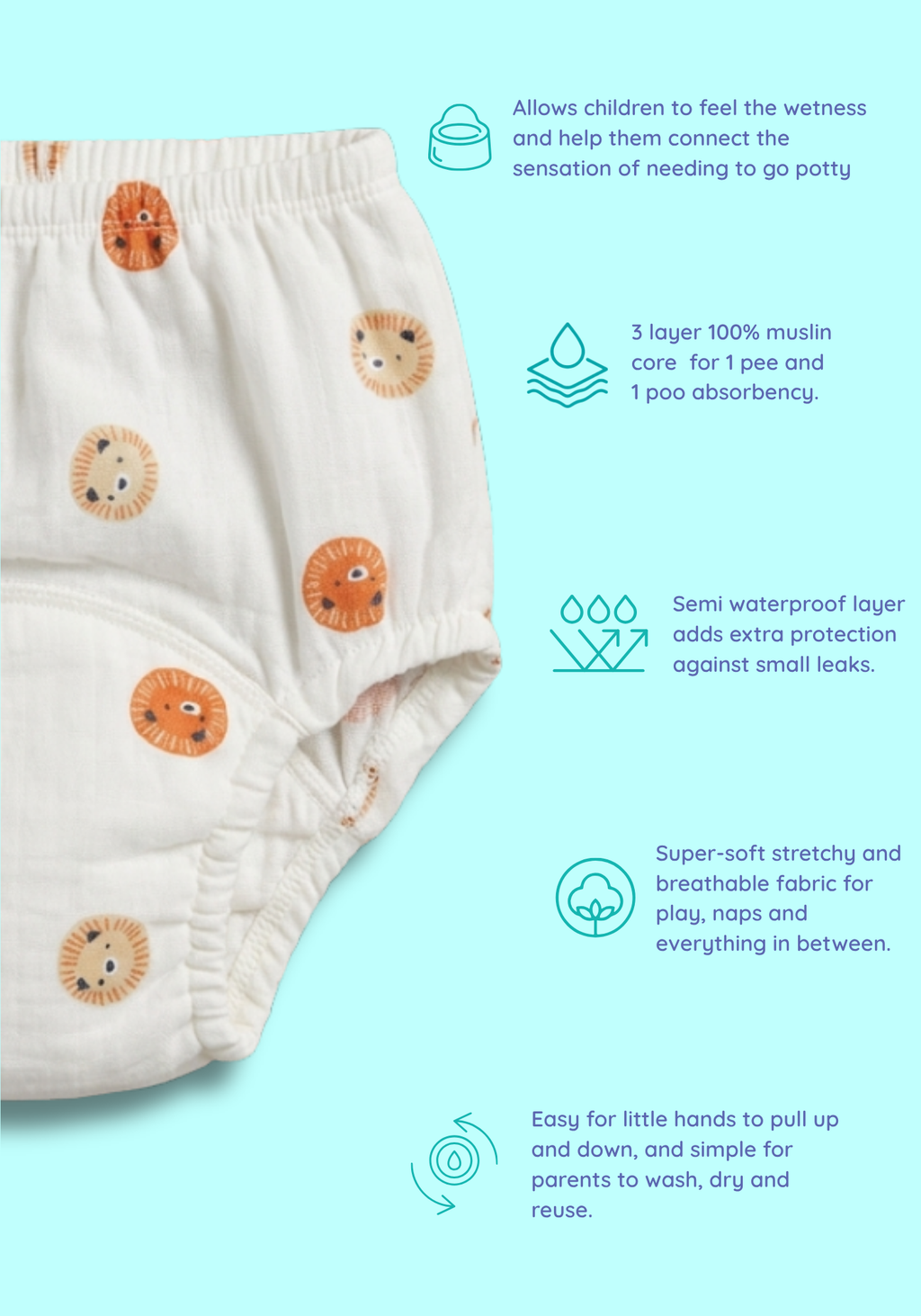 ROAR MUSLIN POTTY TRAINING PANTY