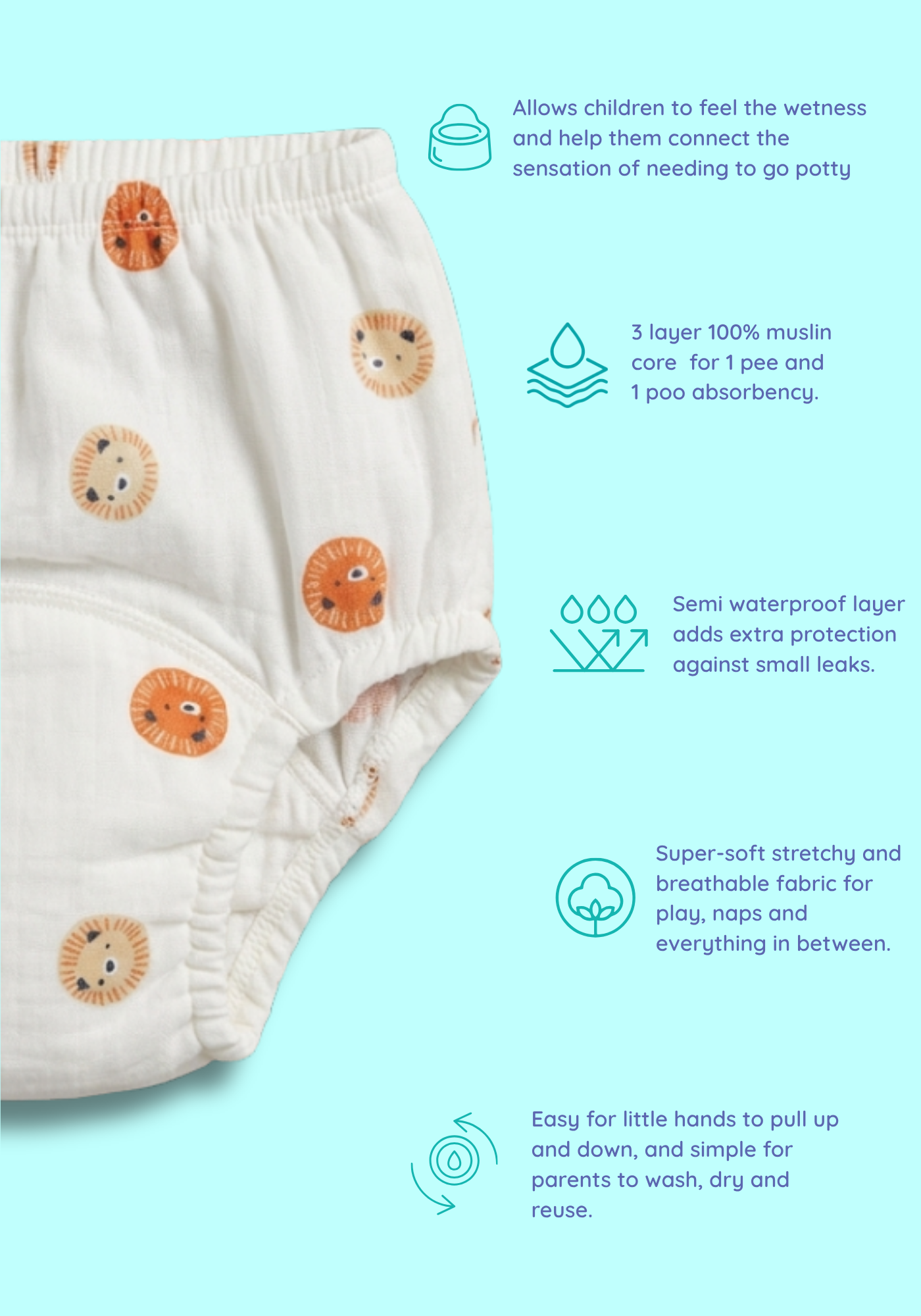 ROAR MUSLIN POTTY TRAINING PANTY