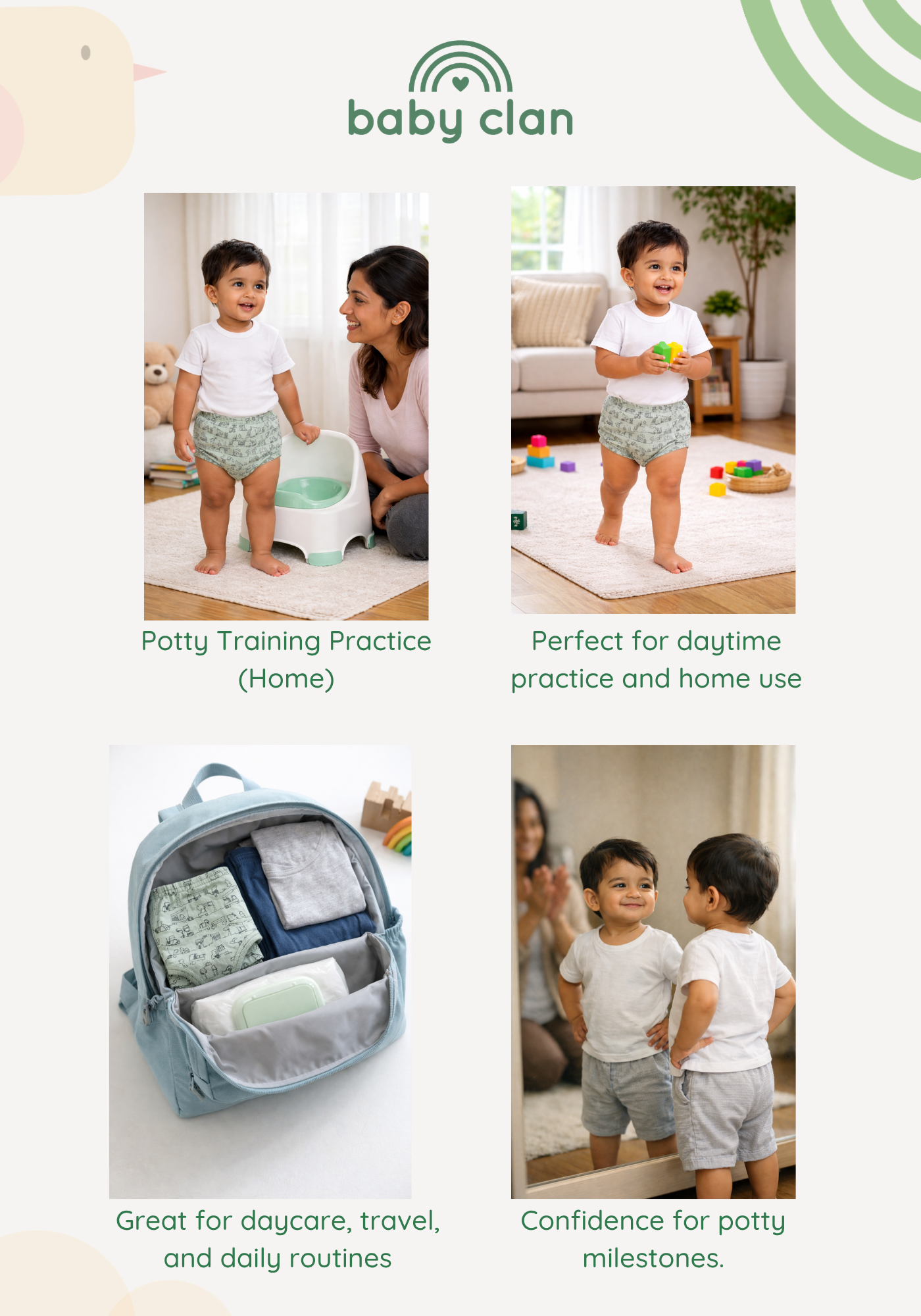 3 PACK BUNNY UNISEX POTTY TRAINING PANTS