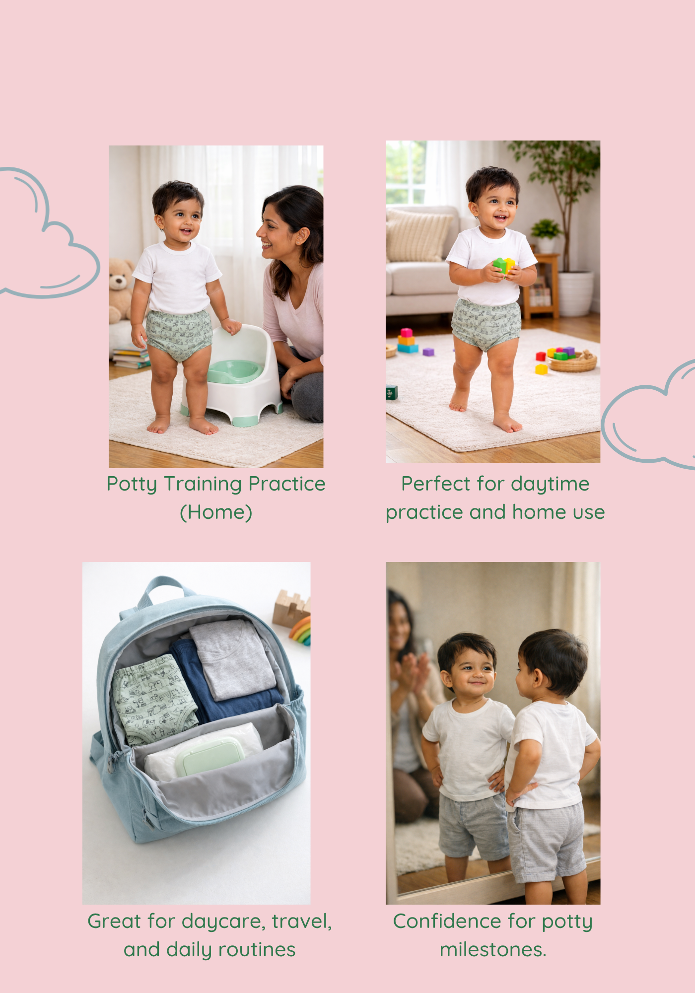 GIRLS BLOOMING POTTY TRAINING SHORT