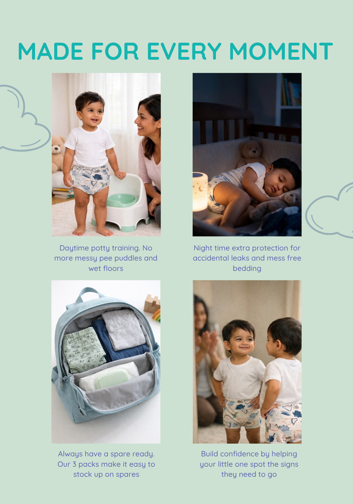 2PK DINO ADVENTURE POTTY TRAINING SHORT