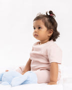 SOFT ORANGE RIB SHORT SLEEVE PANT SET