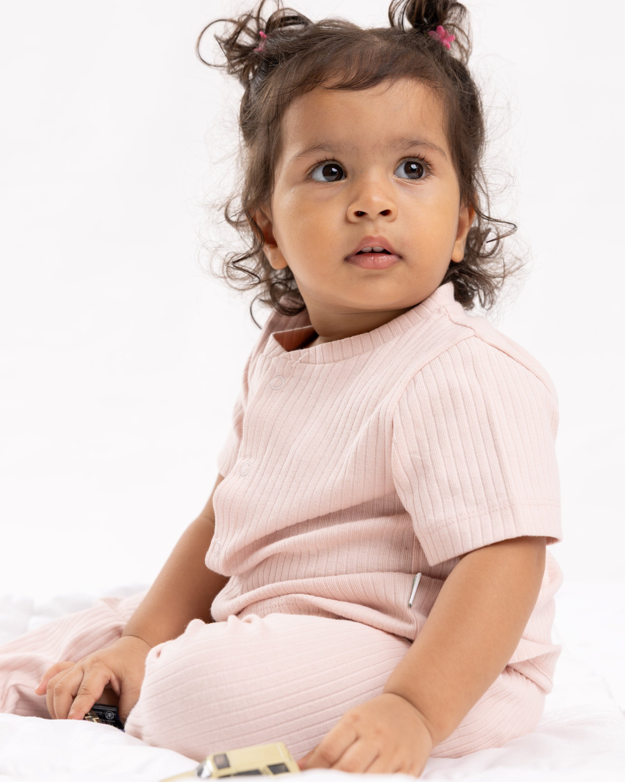 SOFT ORANGE RIB SHORT SLEEVE PANT SET