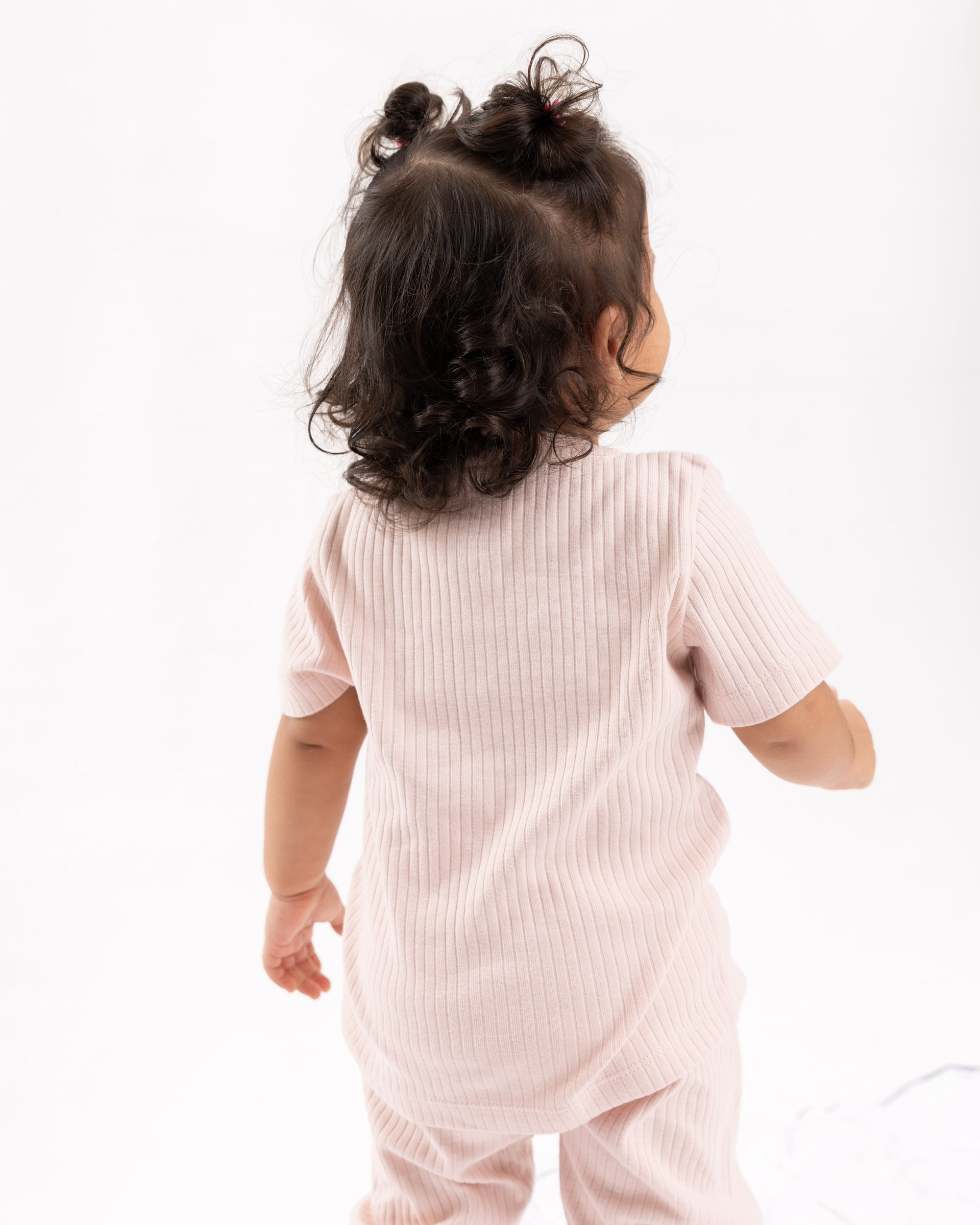 SOFT ORANGE RIB SHORT SLEEVE PANT SET