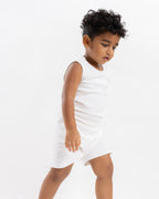 WHITE RIB SLEEVELESS SHORT SET