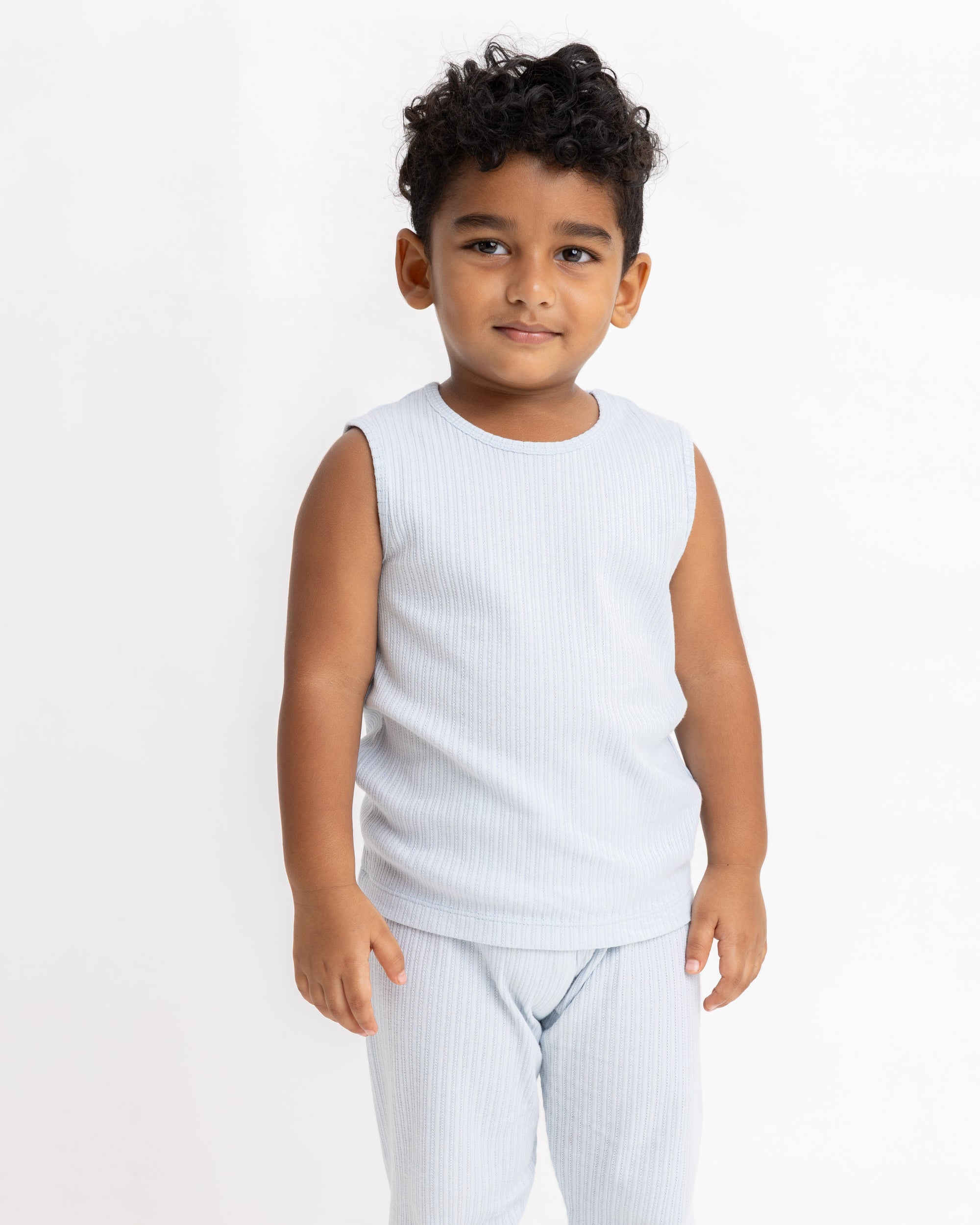 GREEN RIB SLEEVELESS PANT SET