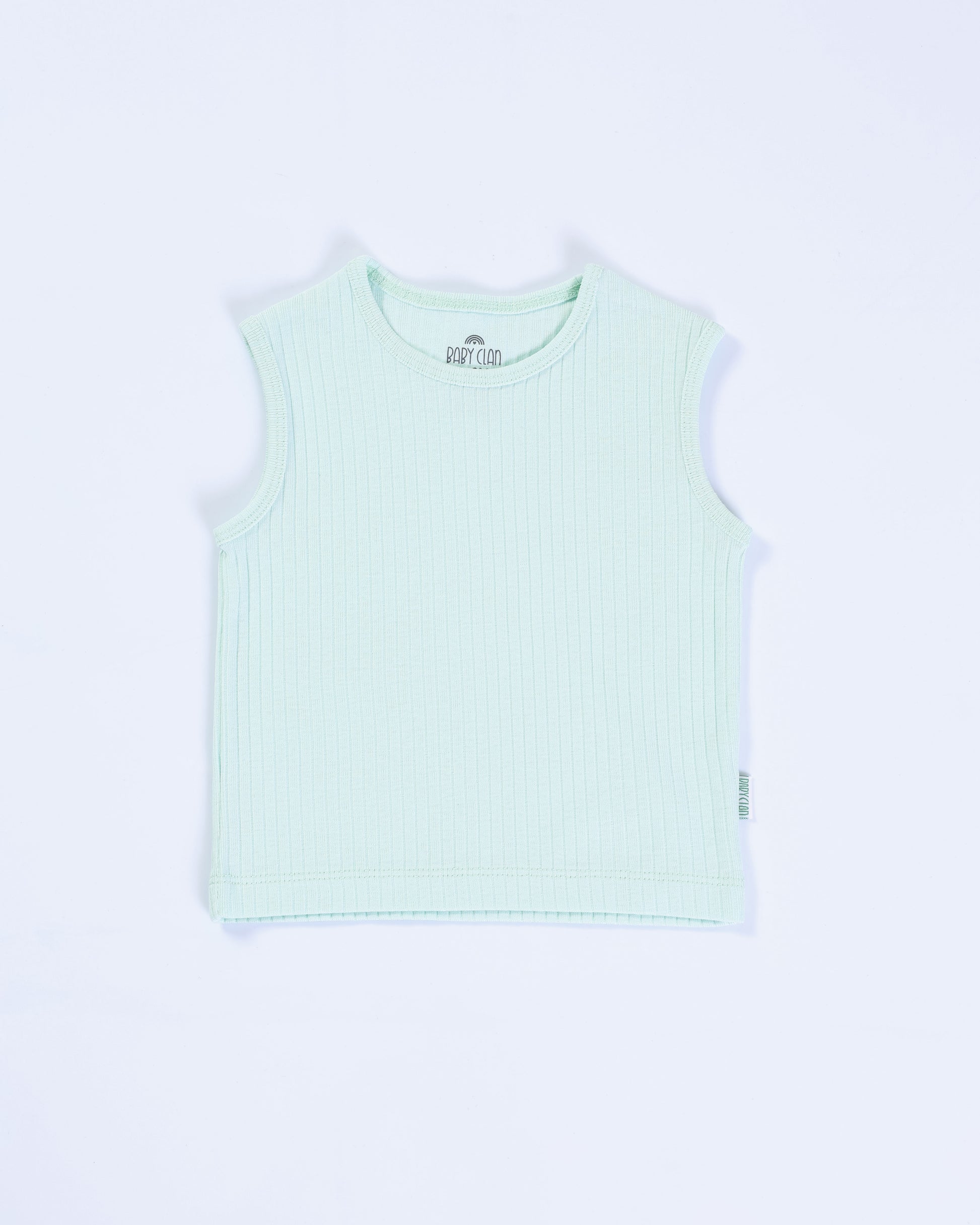 GREEN RIB SLEEVELESS PANT SET