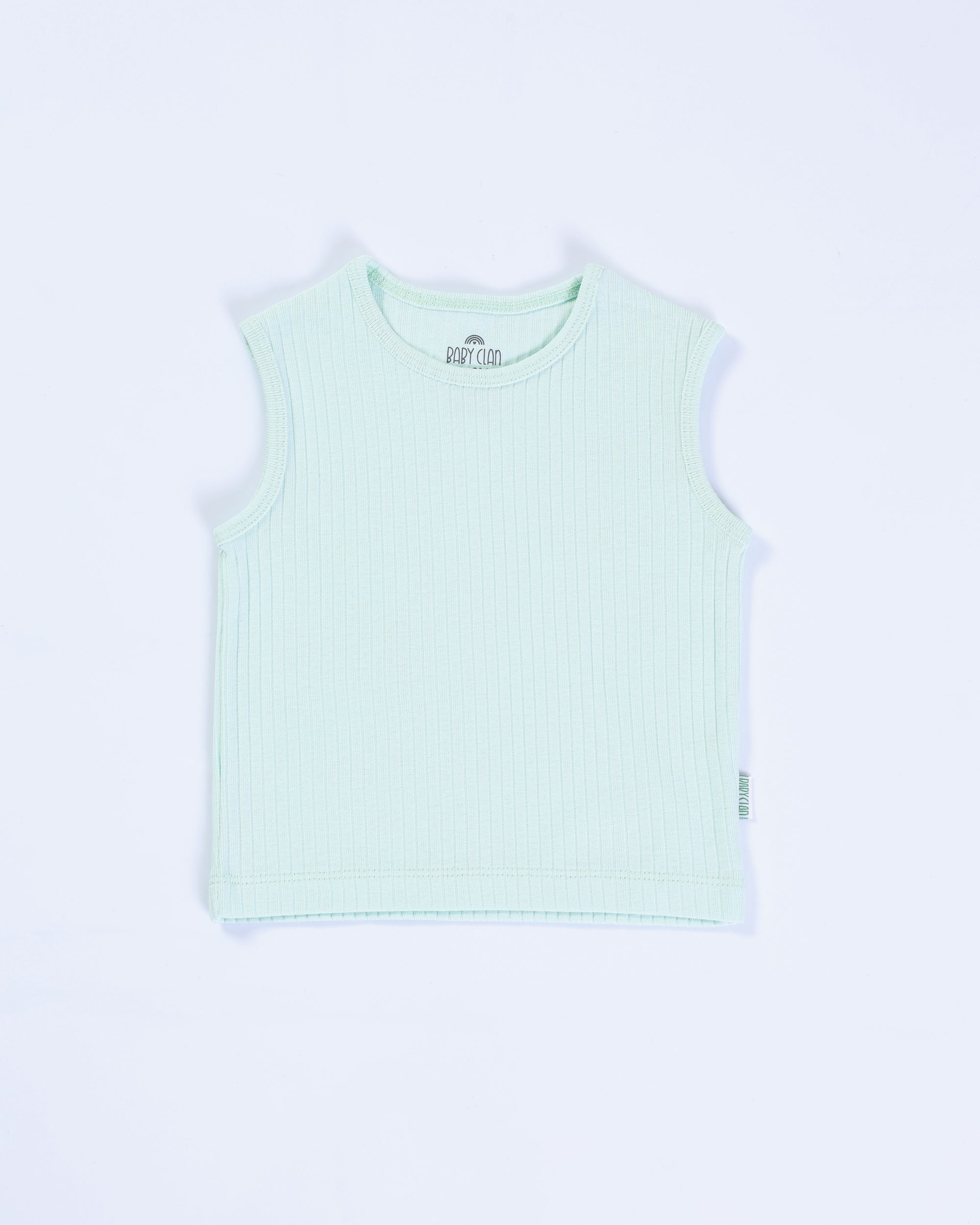 GREEN RIB SLEEVELESS PANT SET