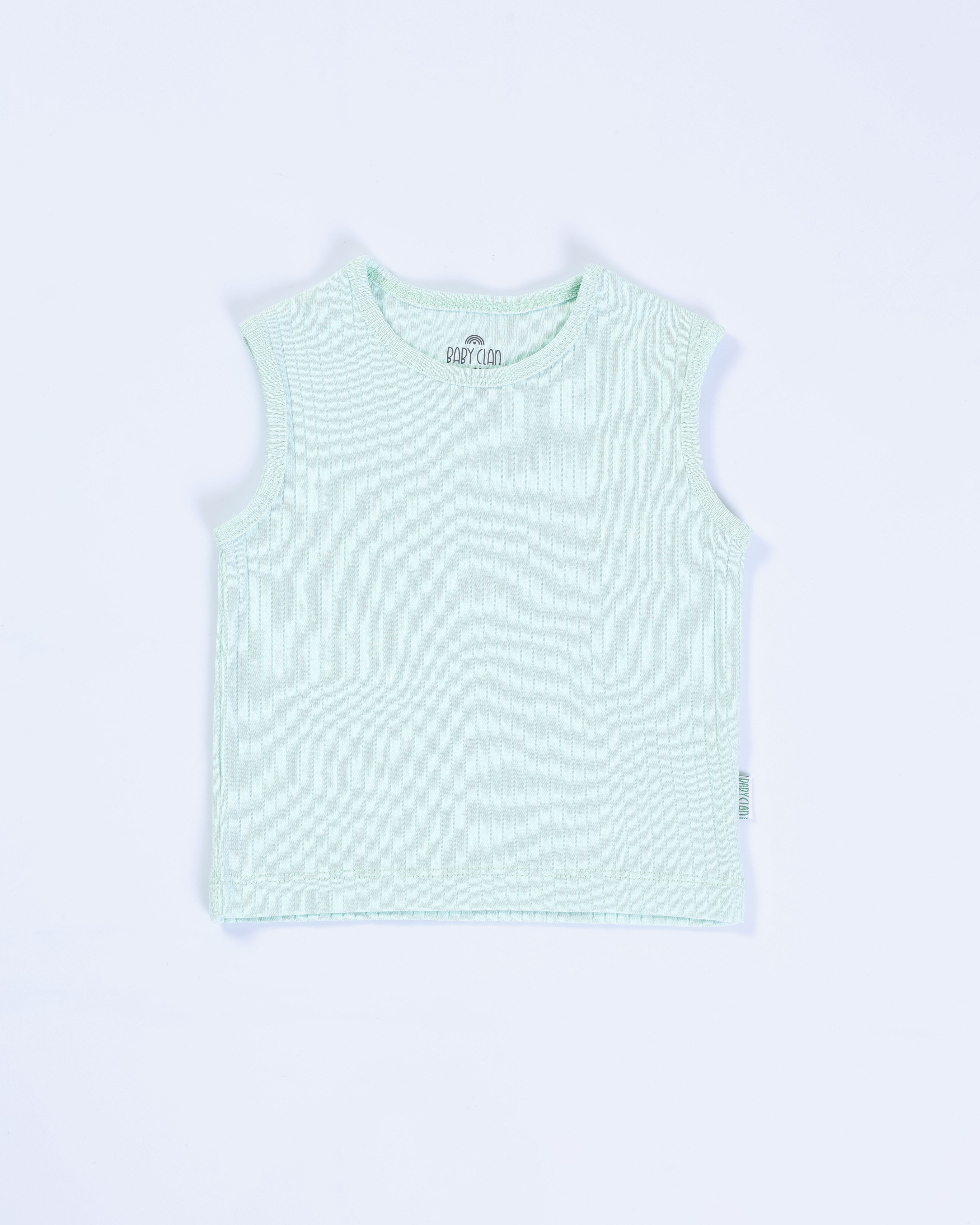GREEN RIB SLEEVELESS PANT SET
