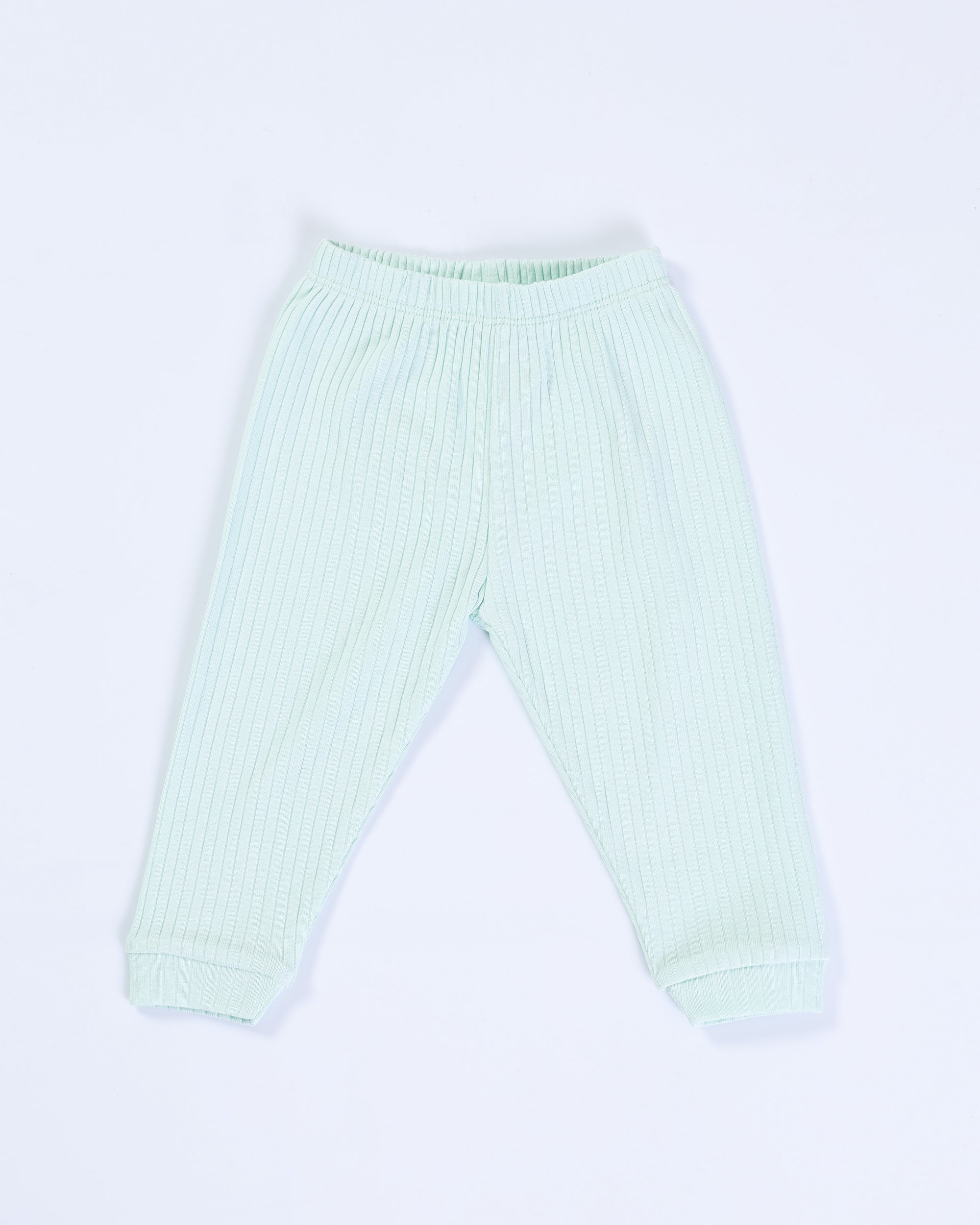 GREEN RIB SLEEVELESS PANT SET