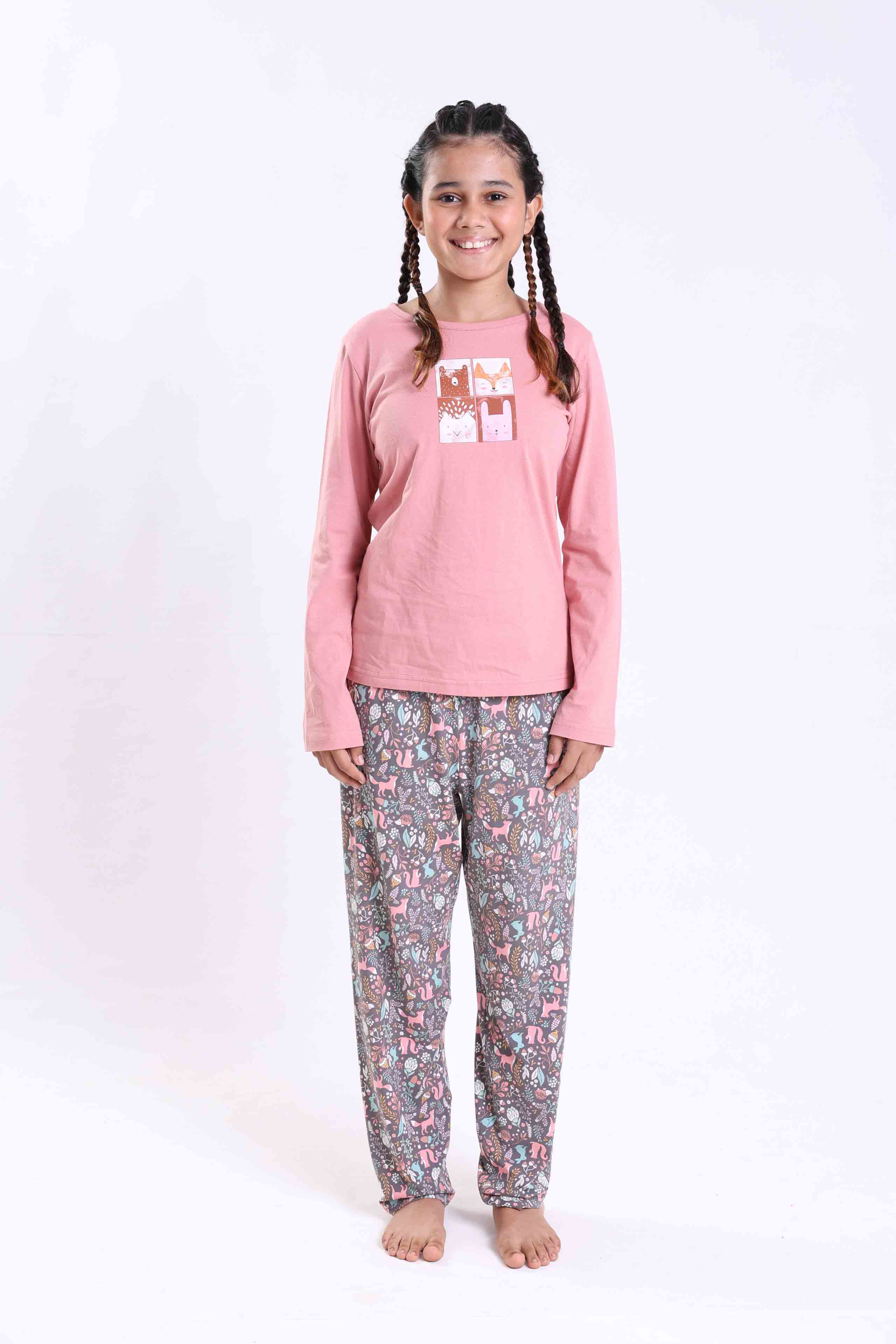 WOODLAND ANIMALS- GIRLS LONG SLEEVE PANT SET