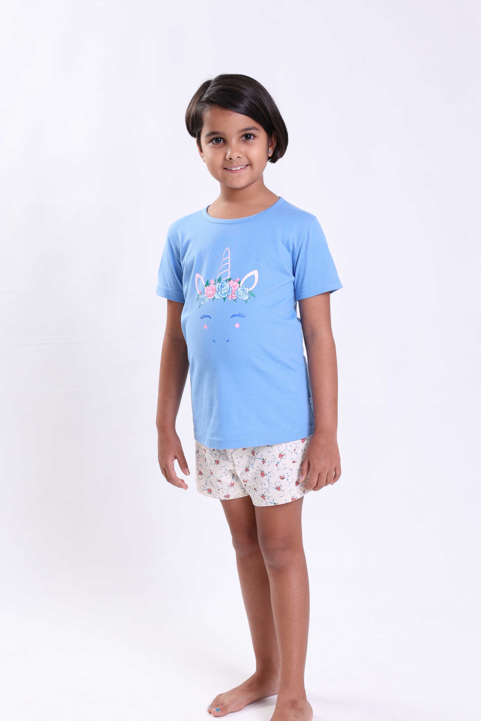 FLORAL UNICORN- GIRLS SHORT SLEEVE SHORT SET